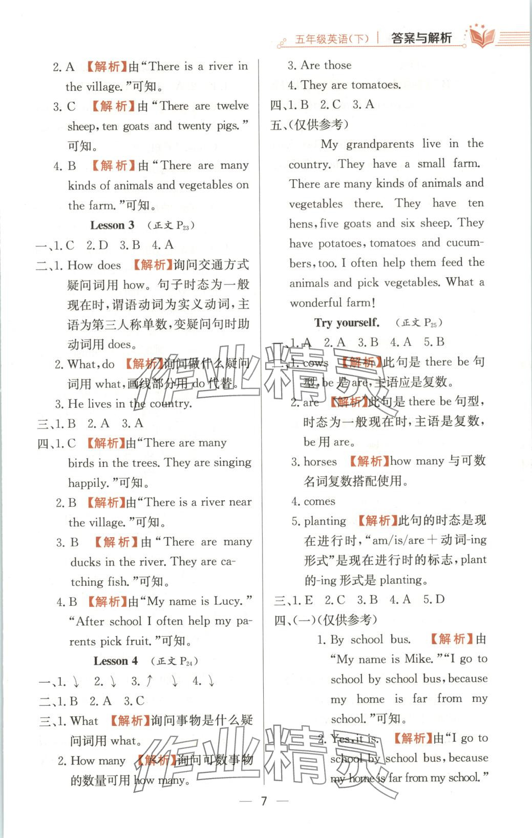 2025年教材全练五年级英语下册鲁科版五四制 第7页