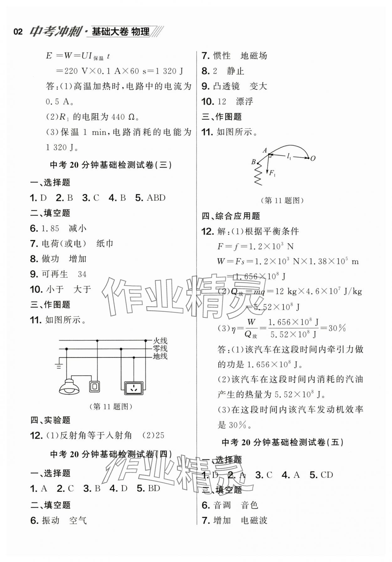 2025年中考沖刺物理基礎(chǔ)大卷遼寧專版 參考答案第2頁