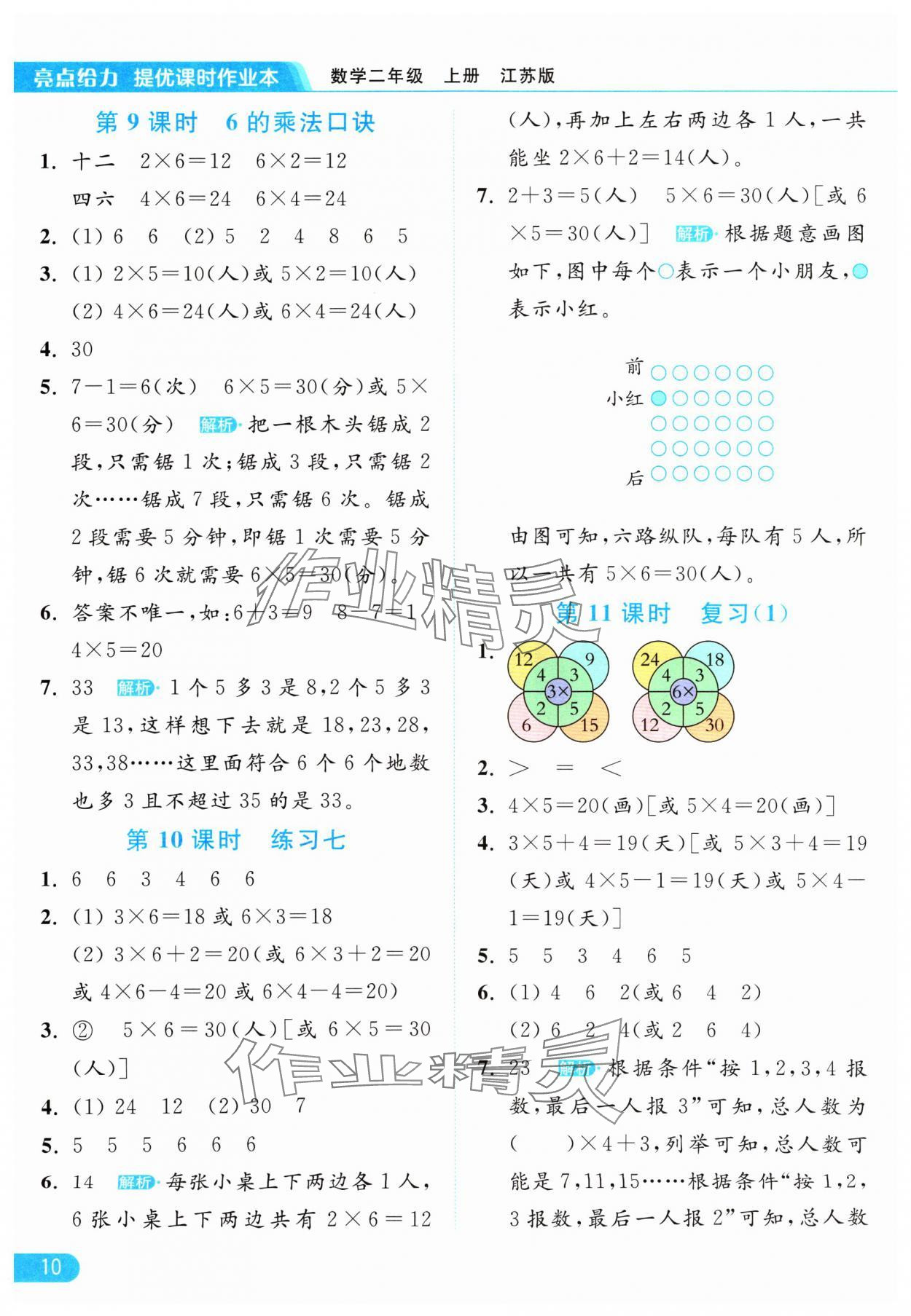 2024年亮點給力提優(yōu)課時作業(yè)本二年級數(shù)學(xué)上冊江蘇版 參考答案第10頁