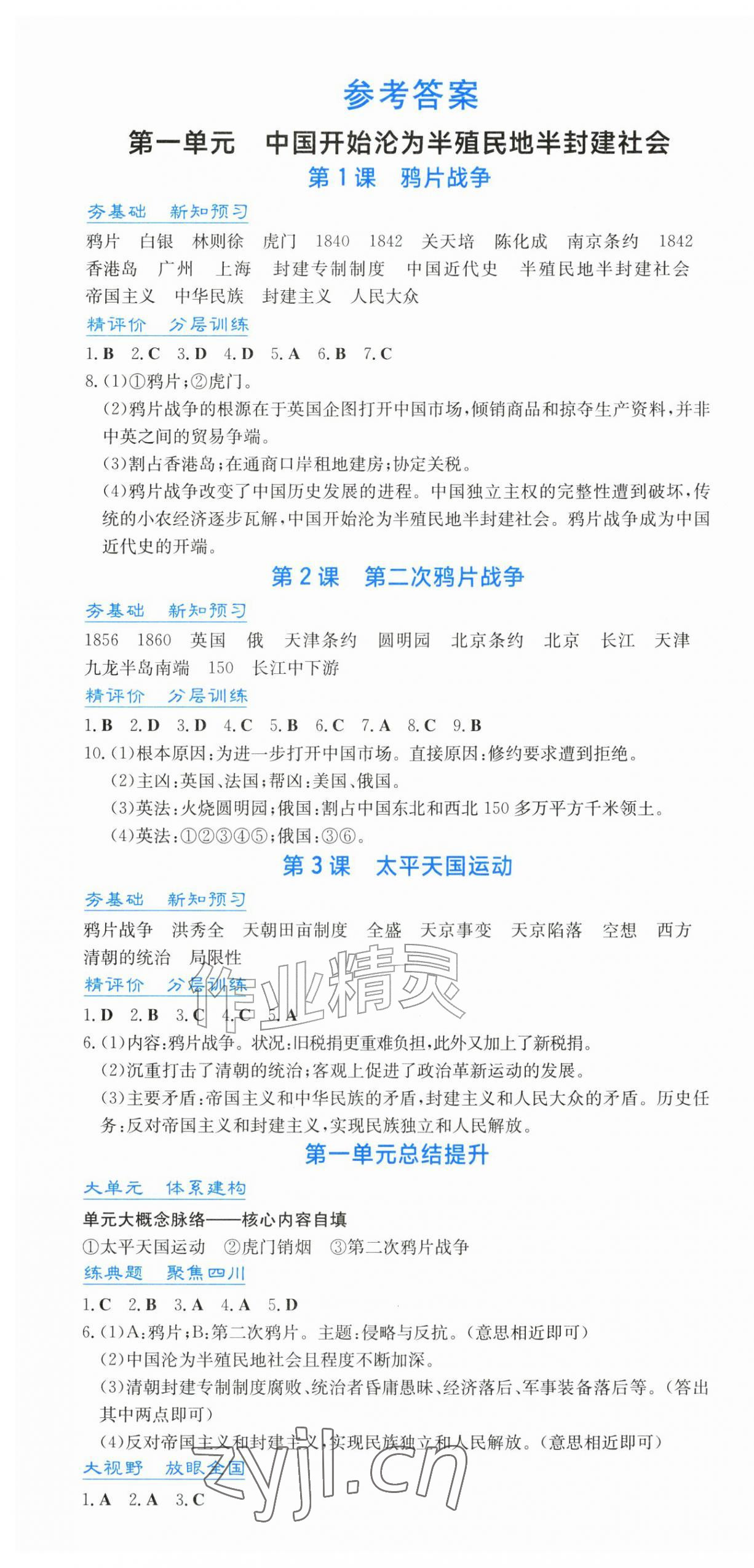 2026年新课程实践与探究丛书八年级历史上册人教版&nbsp;第1页
