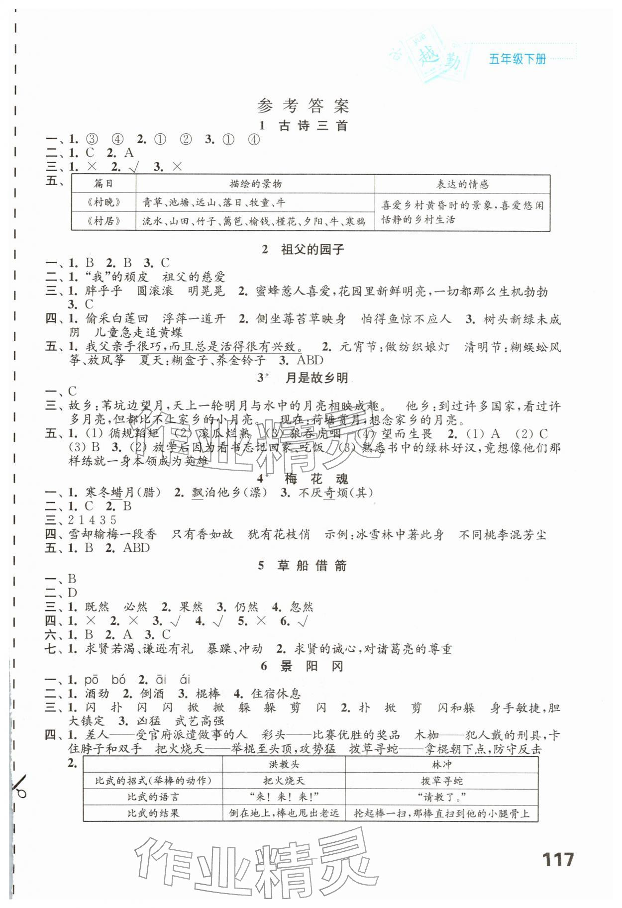 2026年练习与测试五年级语文下册人教版陕西专版&nbsp;第1页