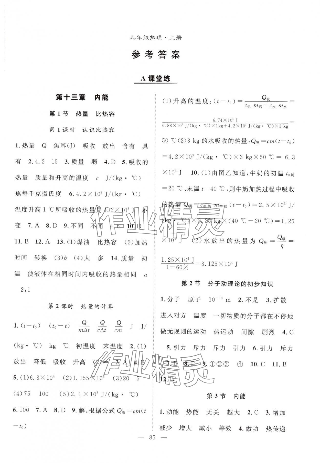 2025年优质课堂导学案九年级物理上册人教版 第1页