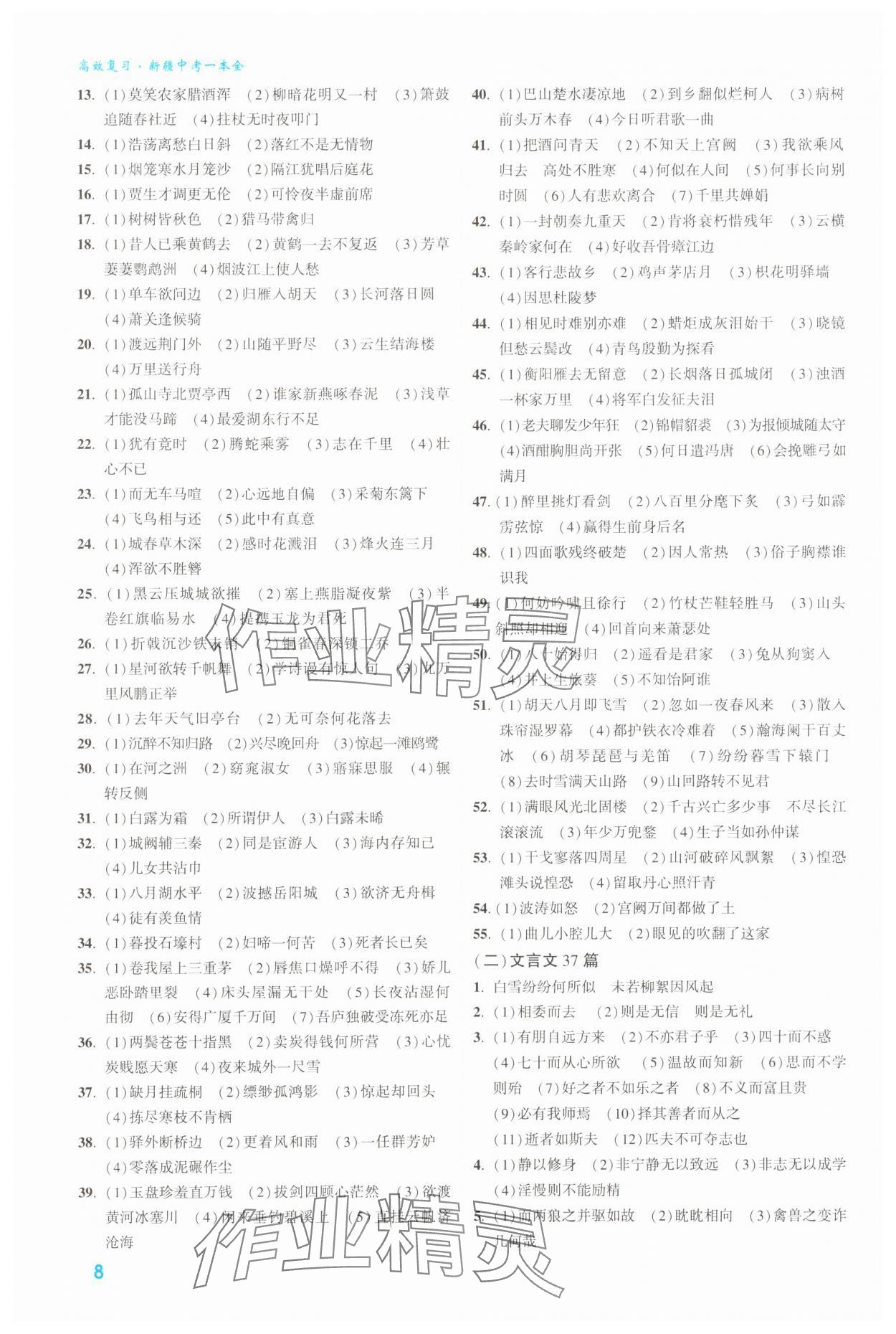 2025年高效复习新疆中考语文 参考答案第8页