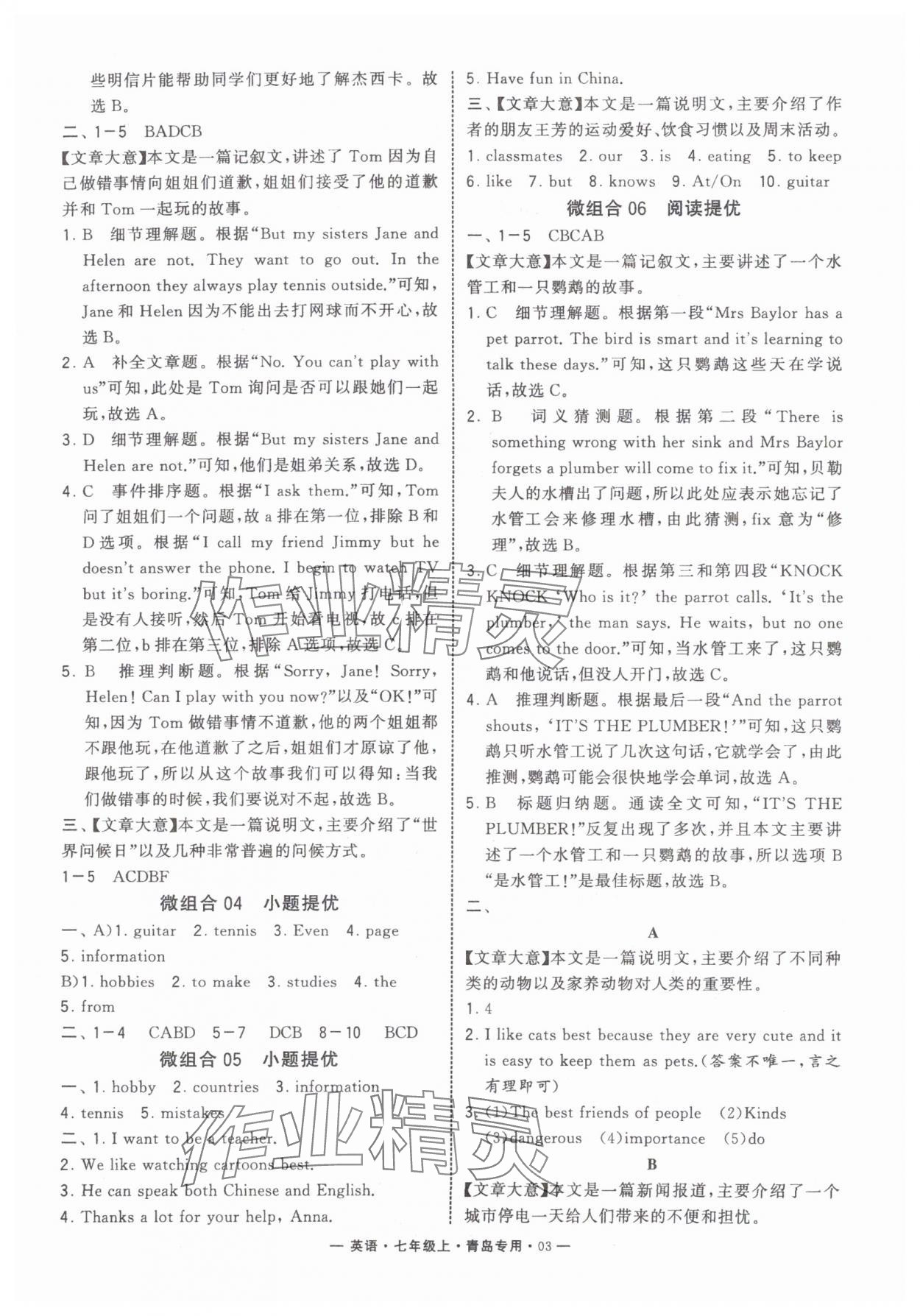 2024年學(xué)霸組合訓(xùn)練七年級英語上冊人教版青島專版 第3頁