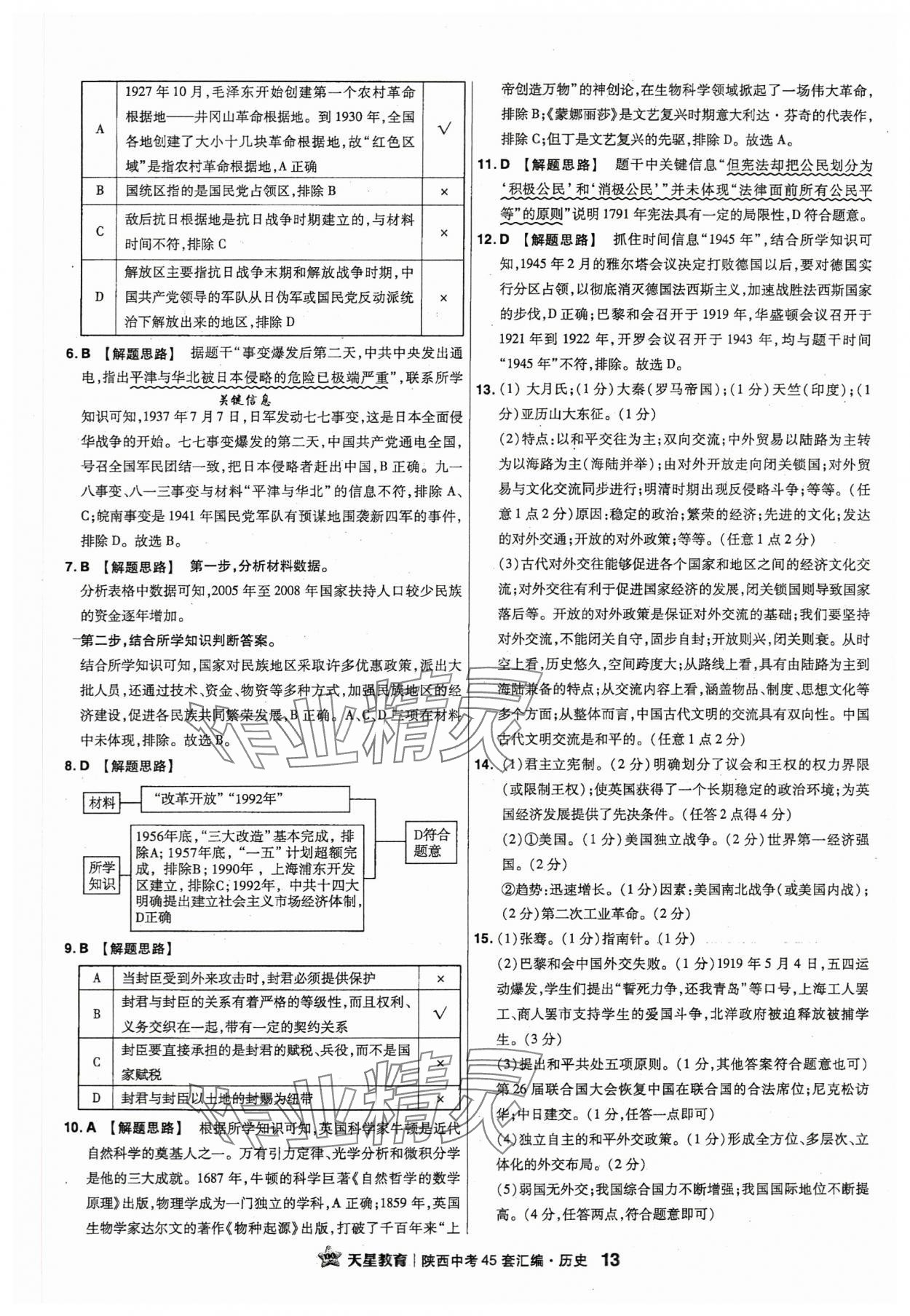 2024年金考卷45套匯編歷史陜西專版 參考答案第13頁(yè)