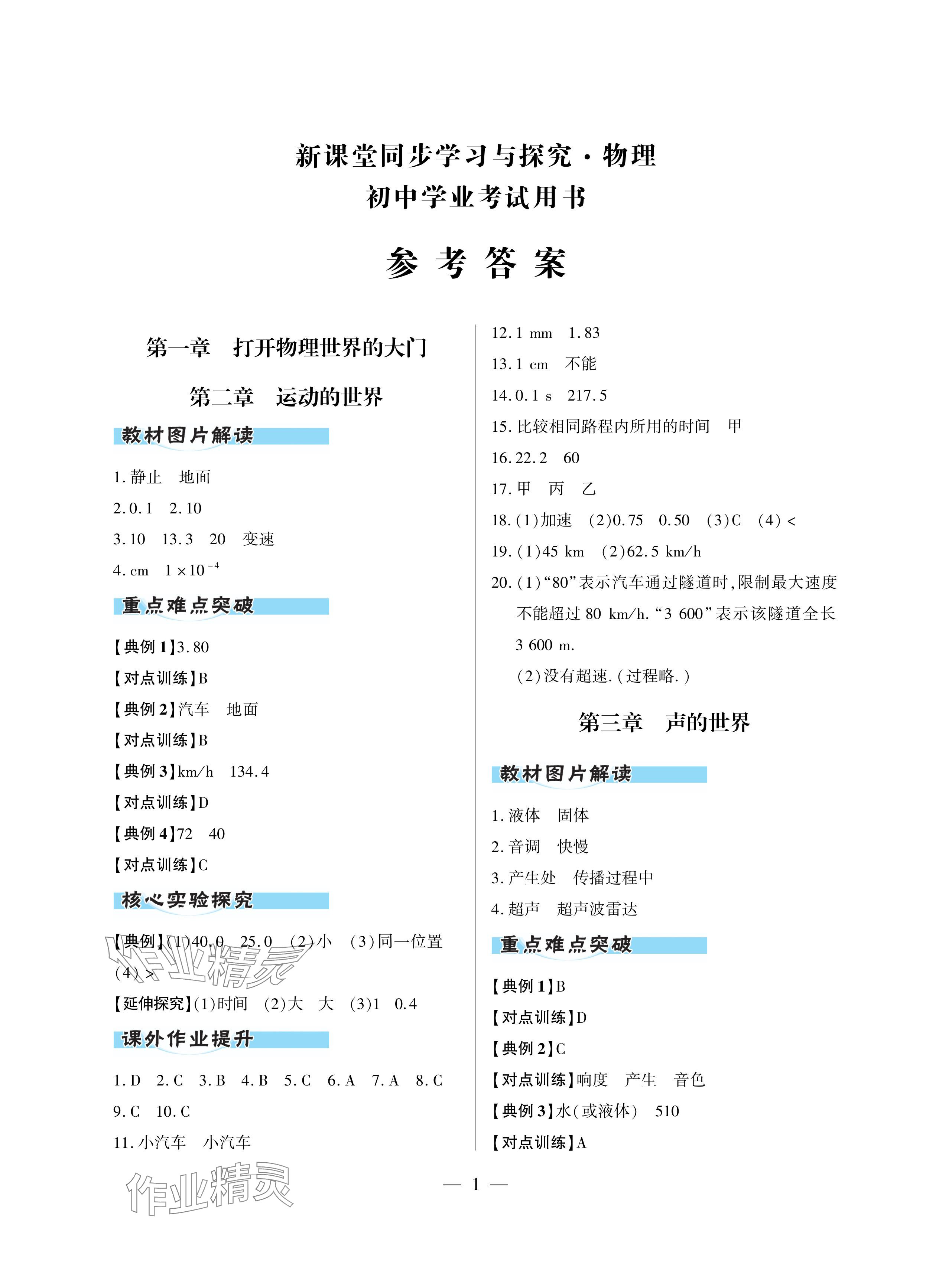 2024年新課堂同步學(xué)習(xí)與探究九年級物理下冊人教版金鄉(xiāng)專版 參考答案第1頁