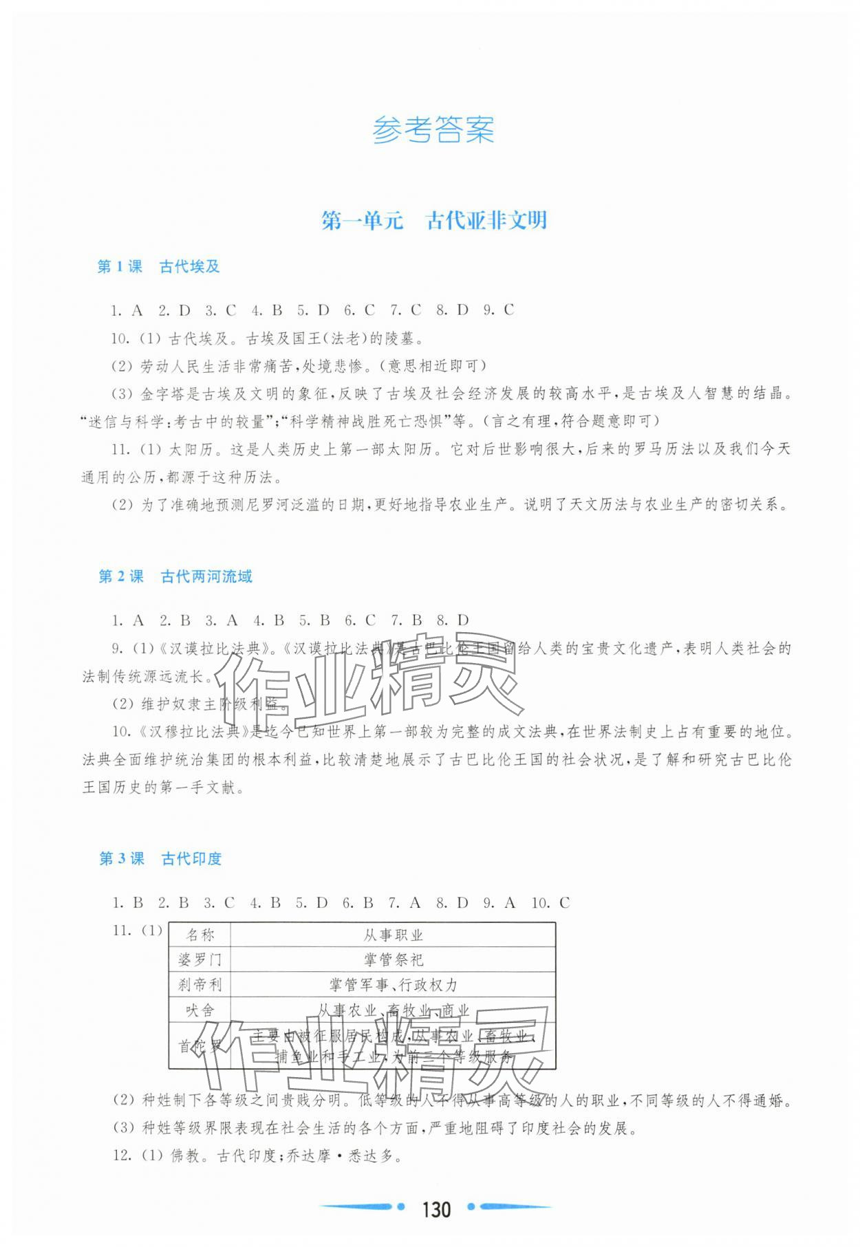 2023年新課程學習指導九年級世界歷史上冊人教版 參考答案第1頁