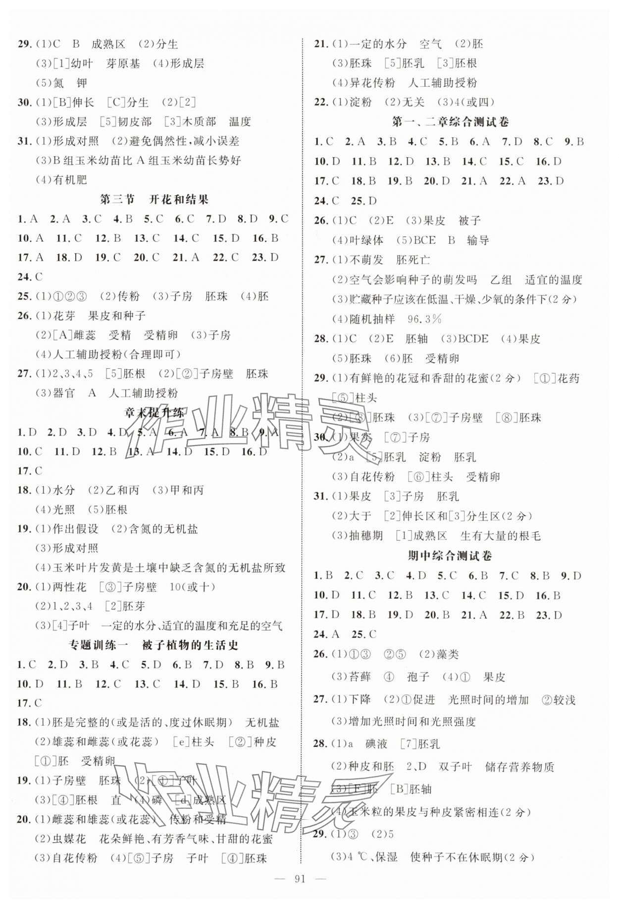 2024年細(xì)解巧練六年級生物下冊魯科版五四制 參考答案第3頁