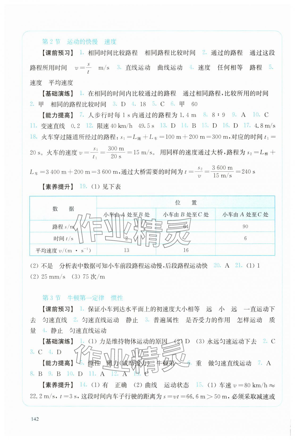 2025年隨堂演練八年級(jí)物理下冊(cè)滬科版 參考答案第5頁(yè)
