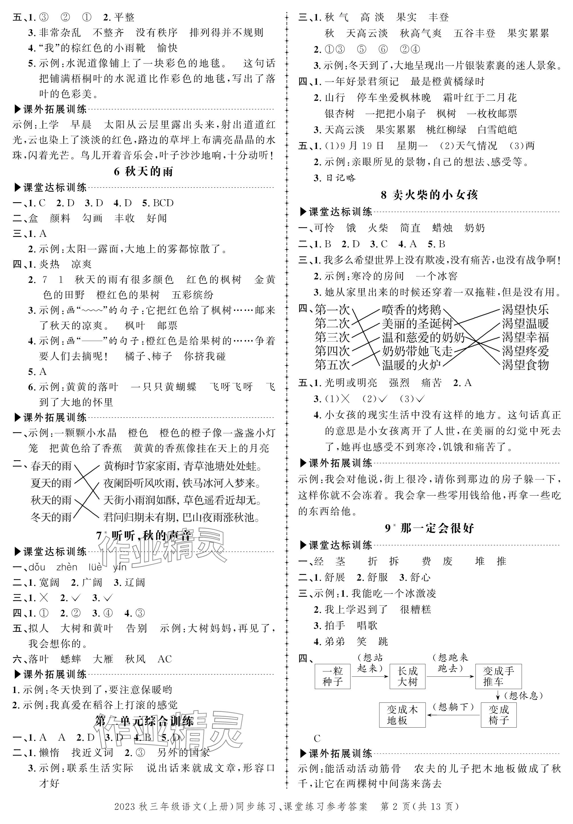 2023年創(chuàng)新作業(yè)同步練習(xí)三年級(jí)語(yǔ)文上冊(cè)人教版 參考答案第2頁(yè)