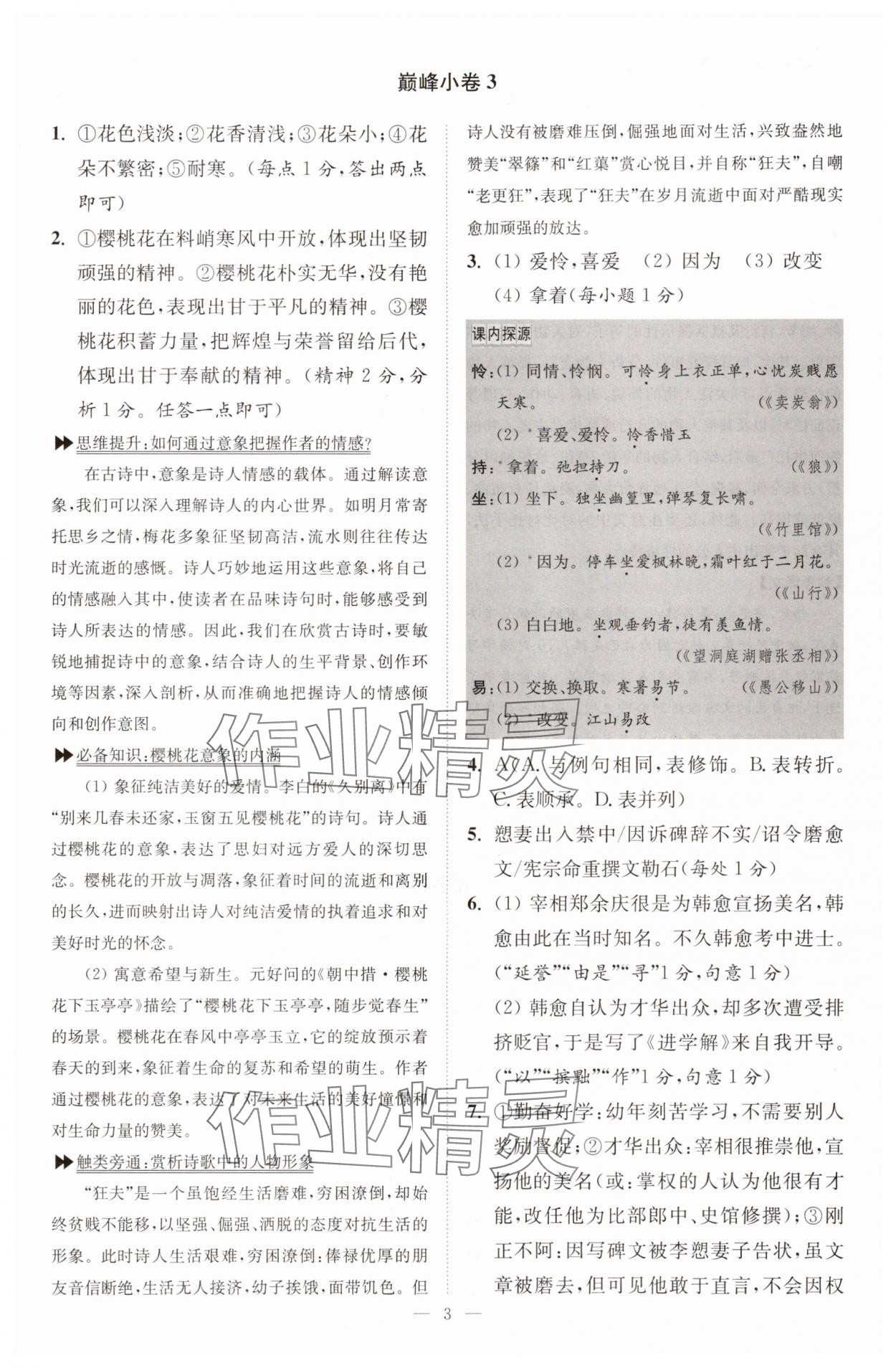 2025年小题狂做九年级语文上册人教版巅峰版 第3页