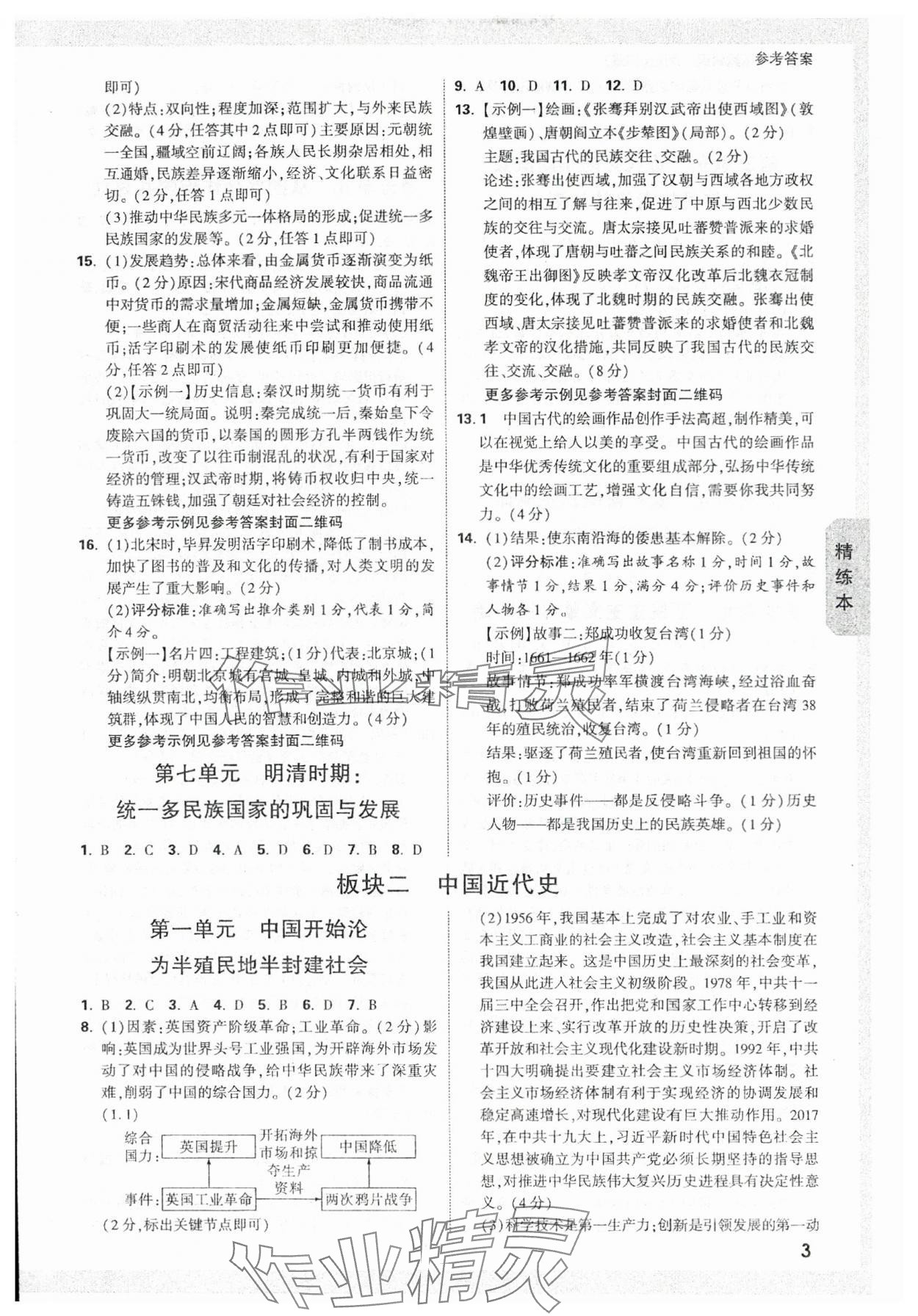 2024年萬唯中考試題研究歷史福建專版 參考答案第2頁