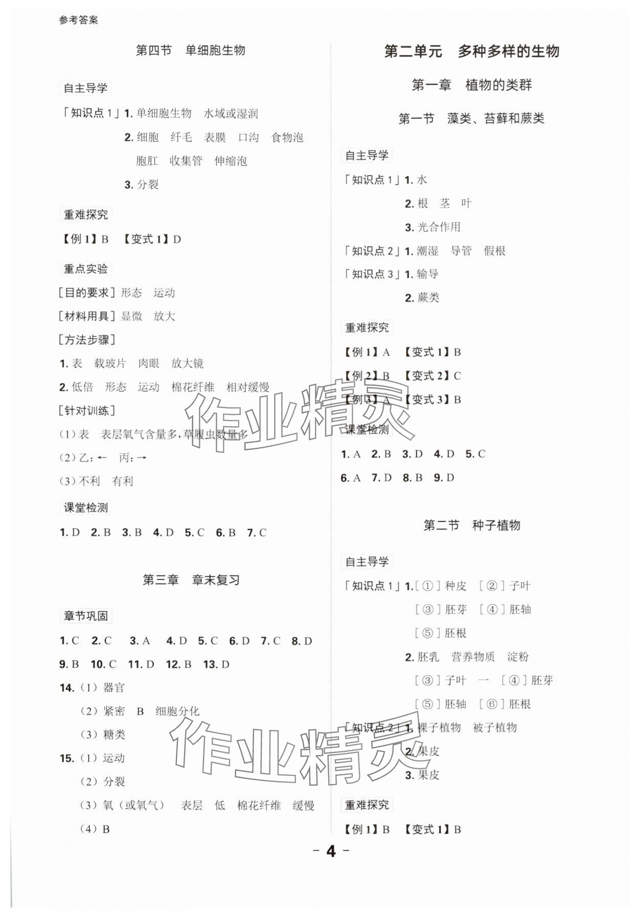 2024年全程突破七年级生物上册人教版 第4页