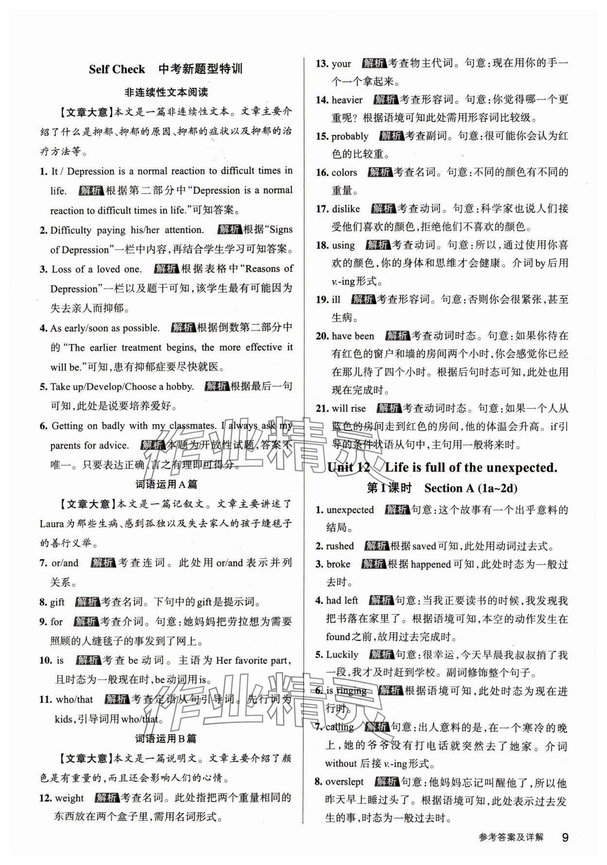 2024年名校作業(yè)九年級英語下冊人教版山西專版 參考答案第8頁