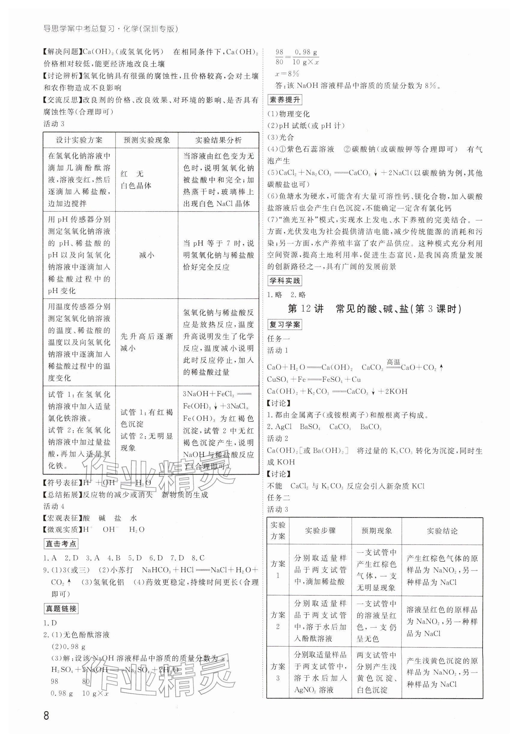2026年導(dǎo)思學(xué)案化學(xué)中考&nbsp;參考答案第7頁(yè)
