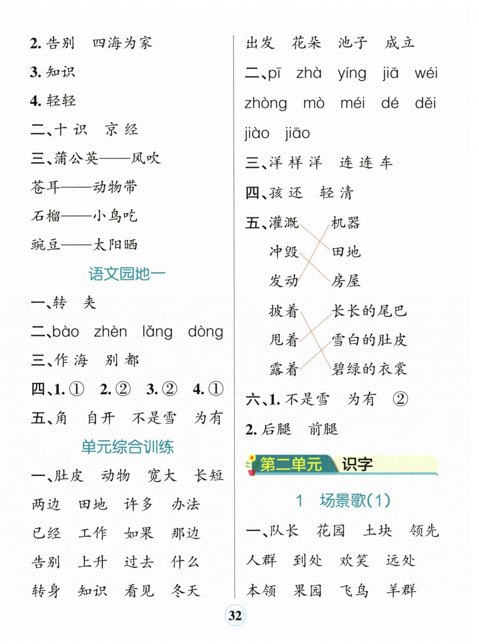 2026年小学学霸默写二年级语文上册人教版&nbsp;参考答案第2页