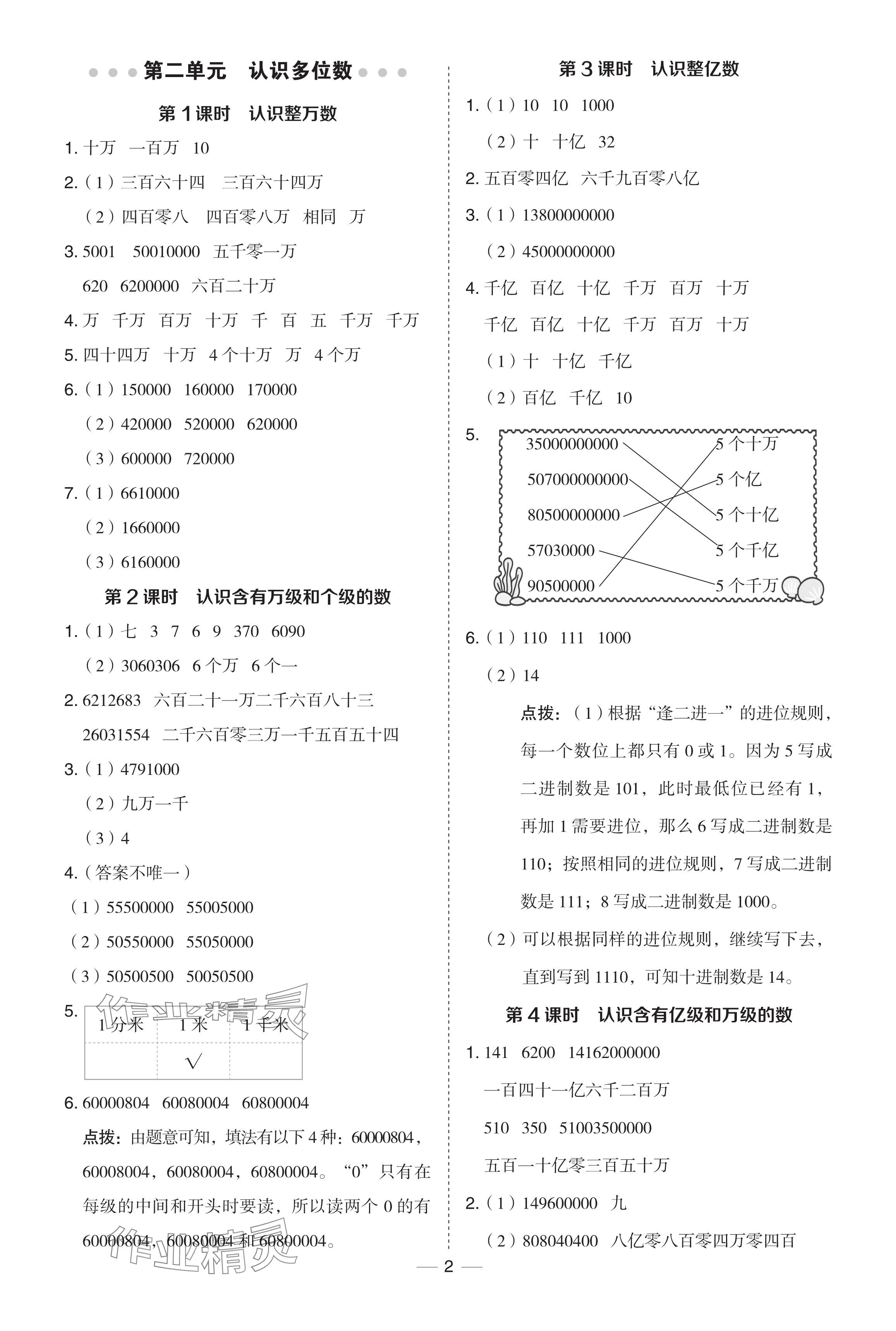 2024年综合应用创新题典中点四年级数学下册苏教版 参考答案第2页