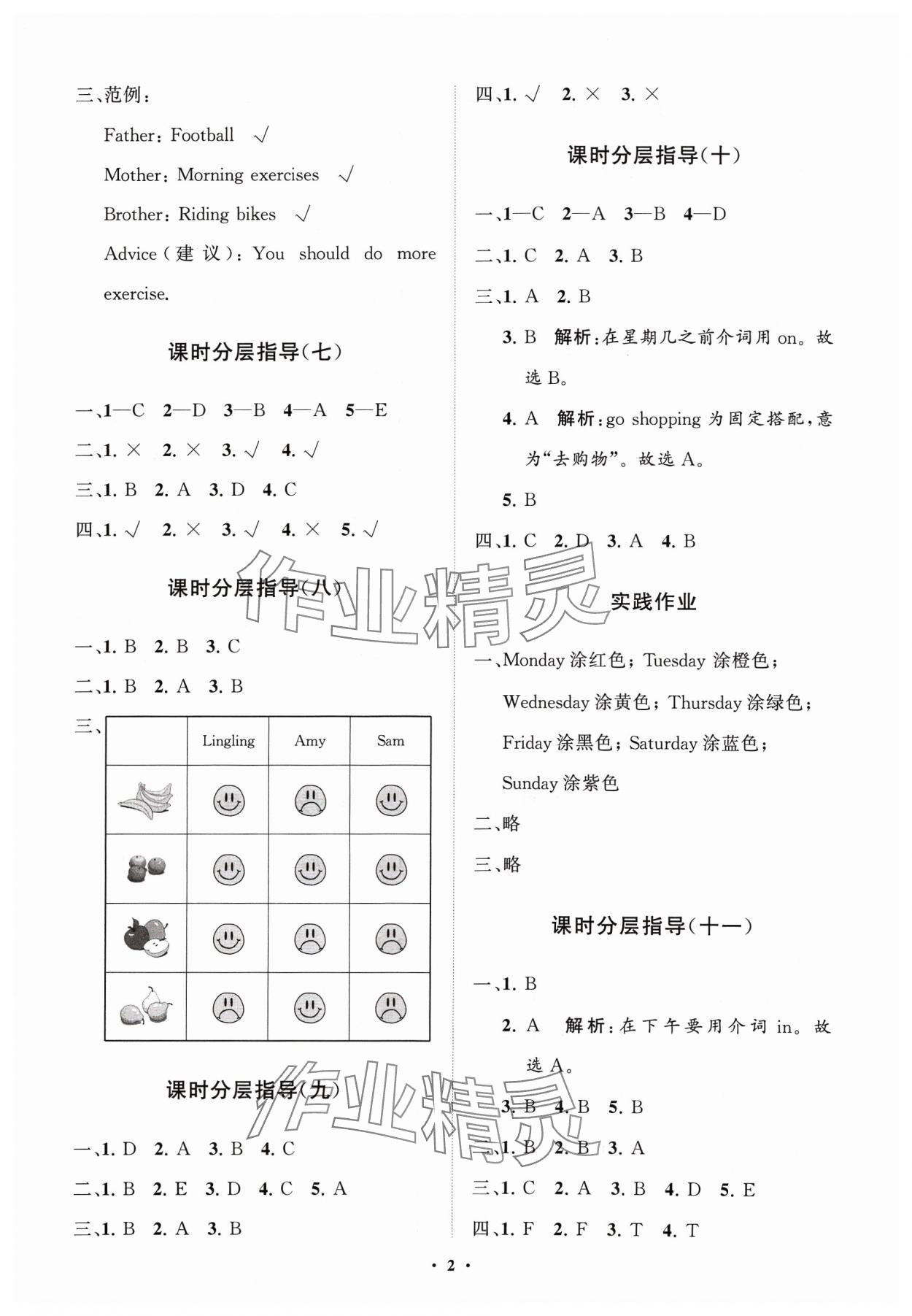 2024年同步练习册分层指导三年级英语下册外研版 参考答案第2页