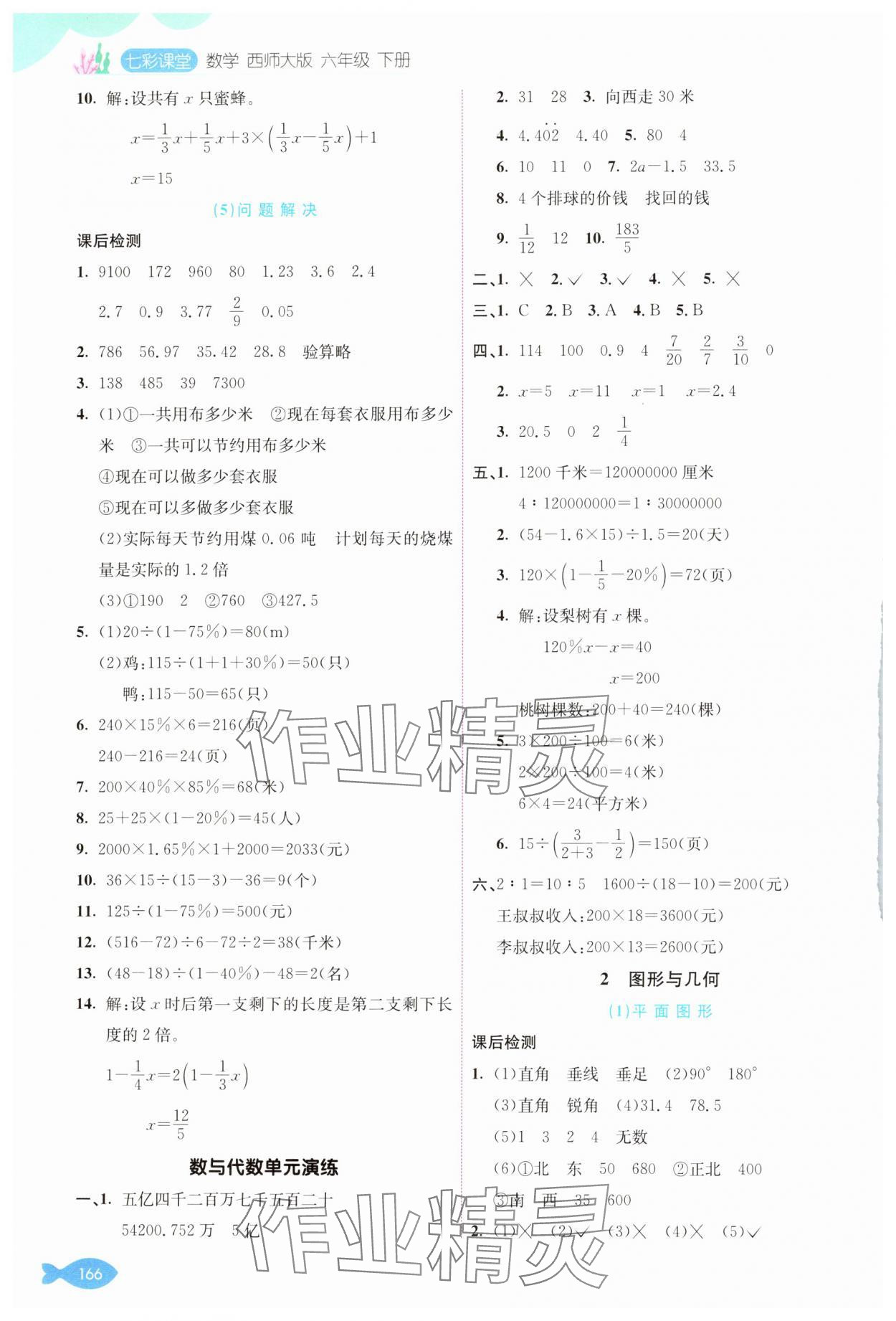 2025年七彩課堂六年級(jí)數(shù)學(xué)下冊(cè)西師大版 參考答案第9頁