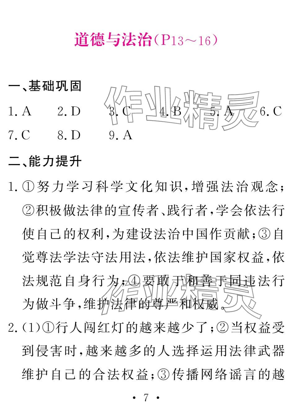 2025年天舟文化精彩寒假團結出版社九年級綜合 參考答案第7頁
