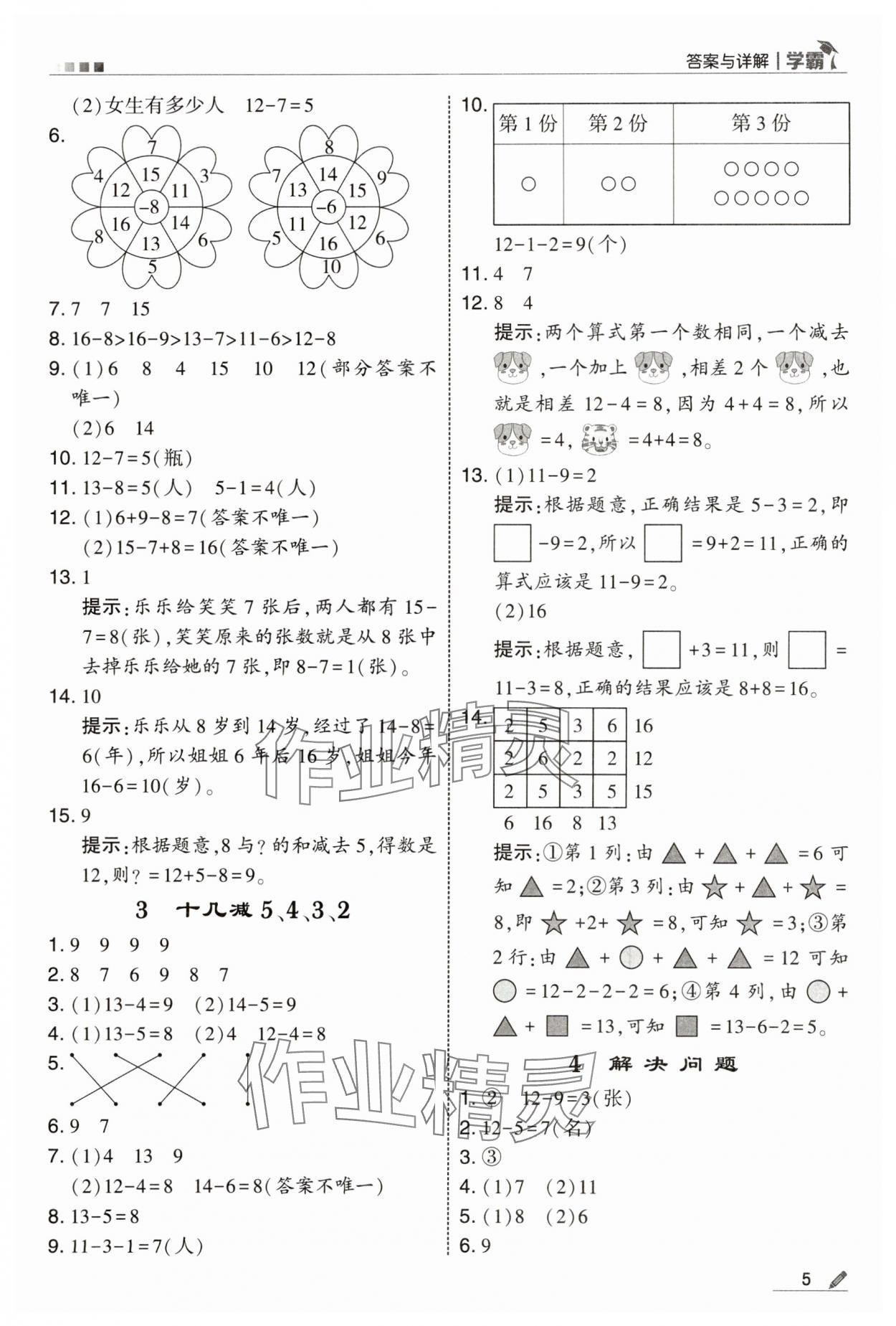 2025年學(xué)霸一年級(jí)數(shù)學(xué)下冊(cè)人教版 第5頁(yè)