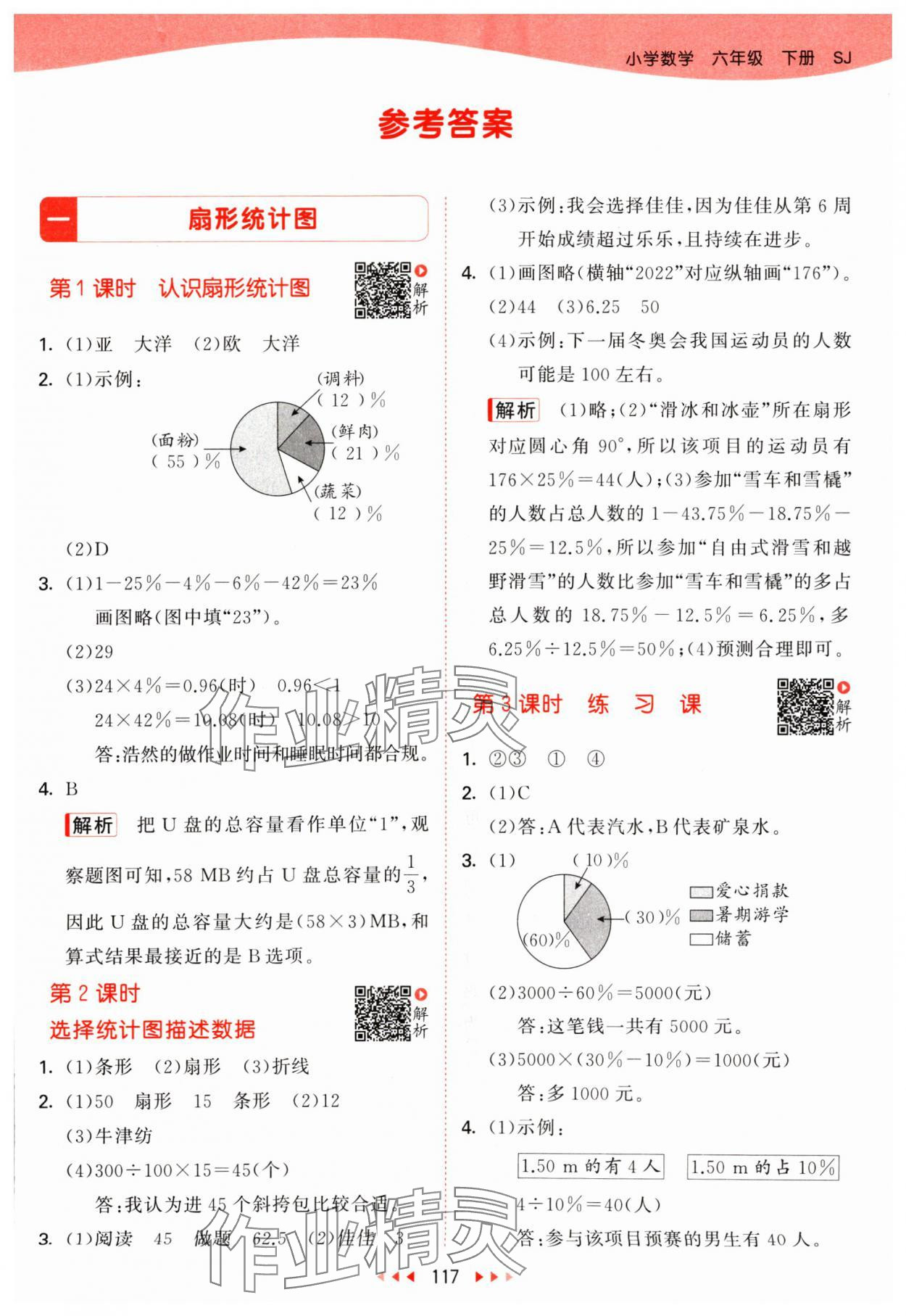 2024年53天天练六年级数学下册苏教版 参考答案第1页