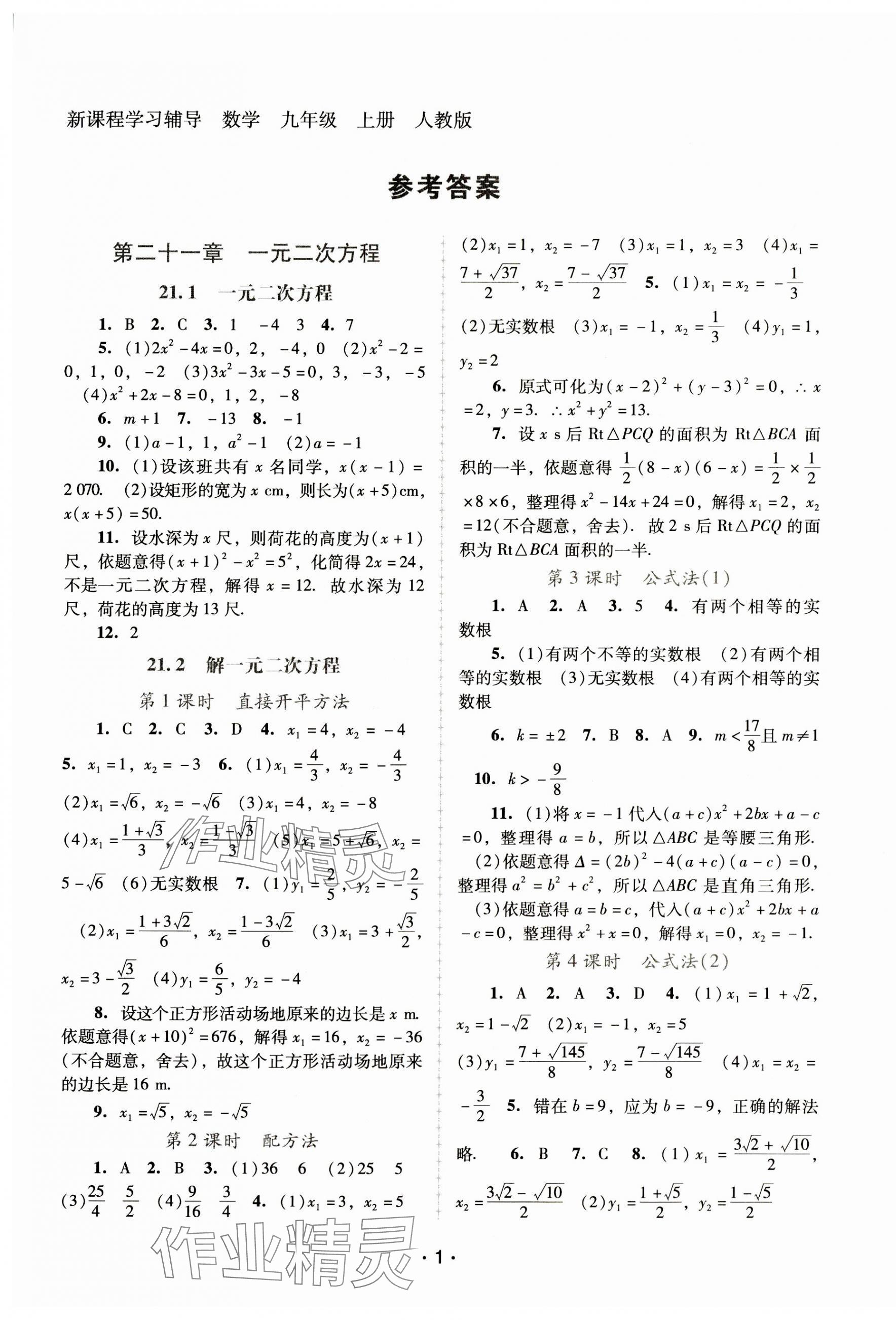 2023年新课程学习辅导九年级数学上册人教版中山专版 第1页