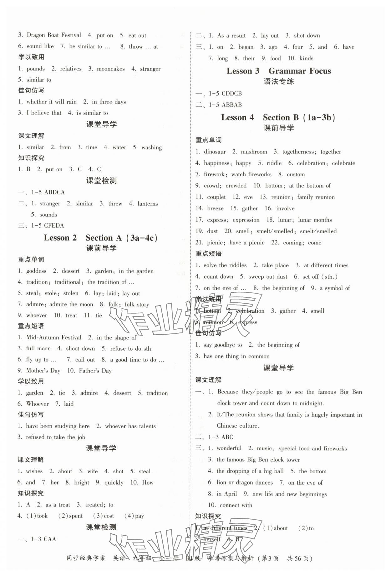2025年同步经典学案九年级英语全一册人教版 第3页