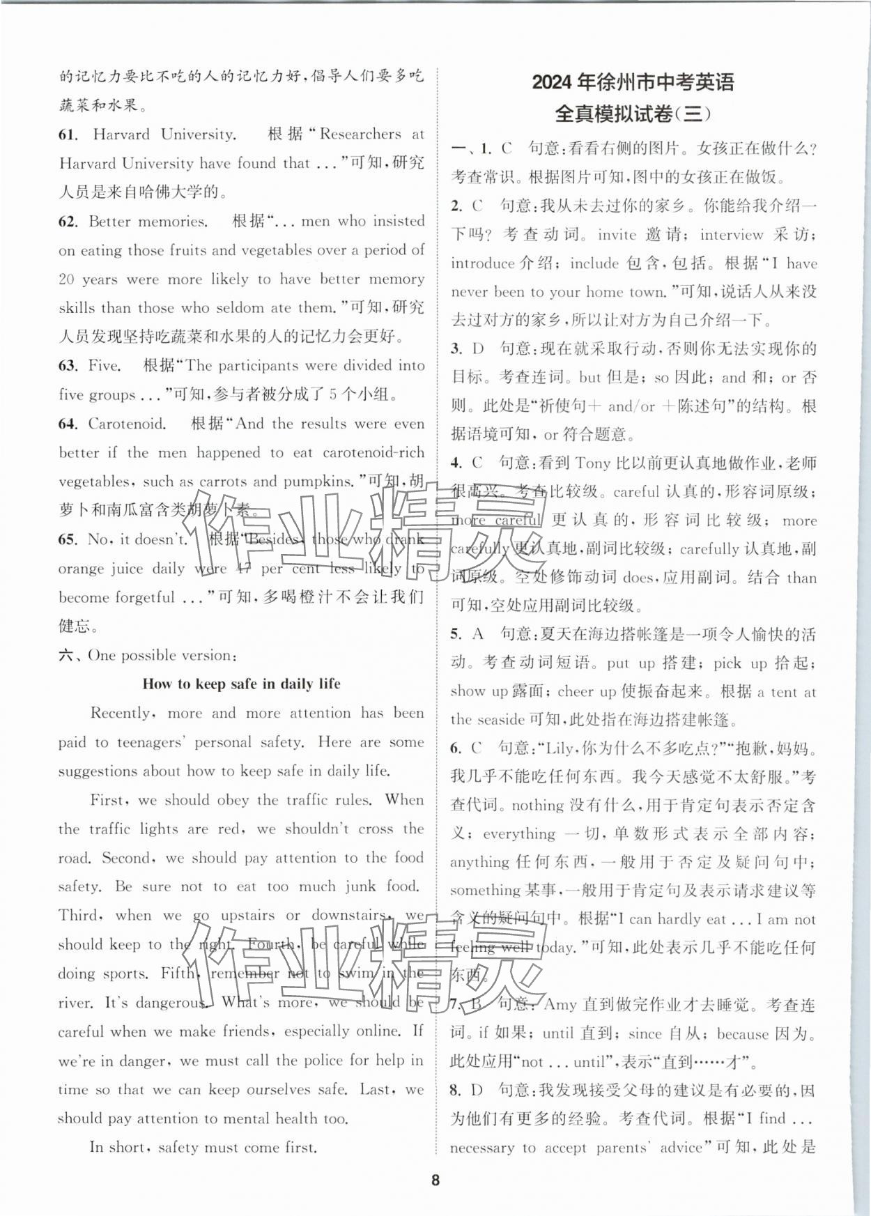 2024年拔尖中考冲刺卷英语徐州专版&nbsp;第8页