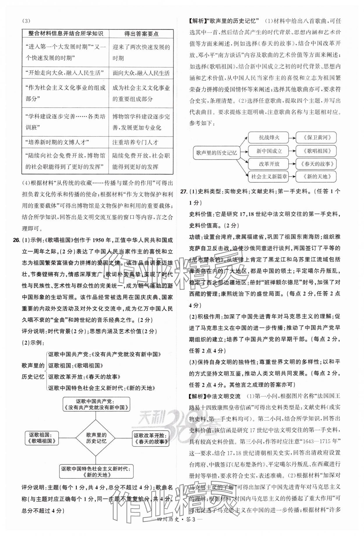 2025年天利38套中考試題精選歷史四川專版 參考答案第3頁