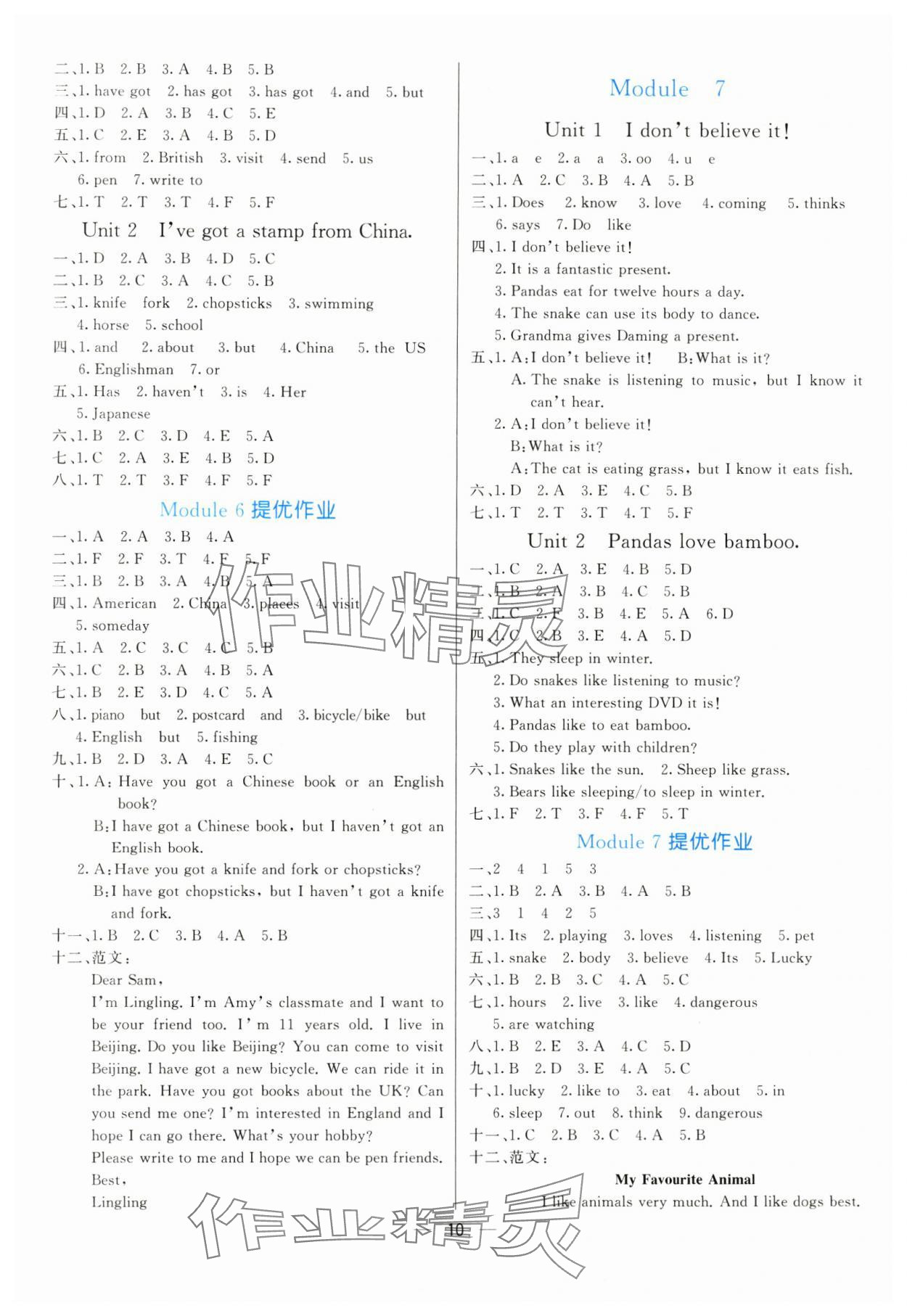 2024年亮點激活提優(yōu)天天練六年級英語上冊外研版 參考答案第4頁