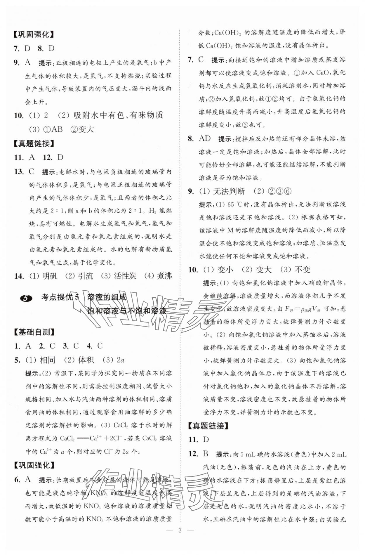 2024年中考化学小题狂做提优版 参考答案第3页