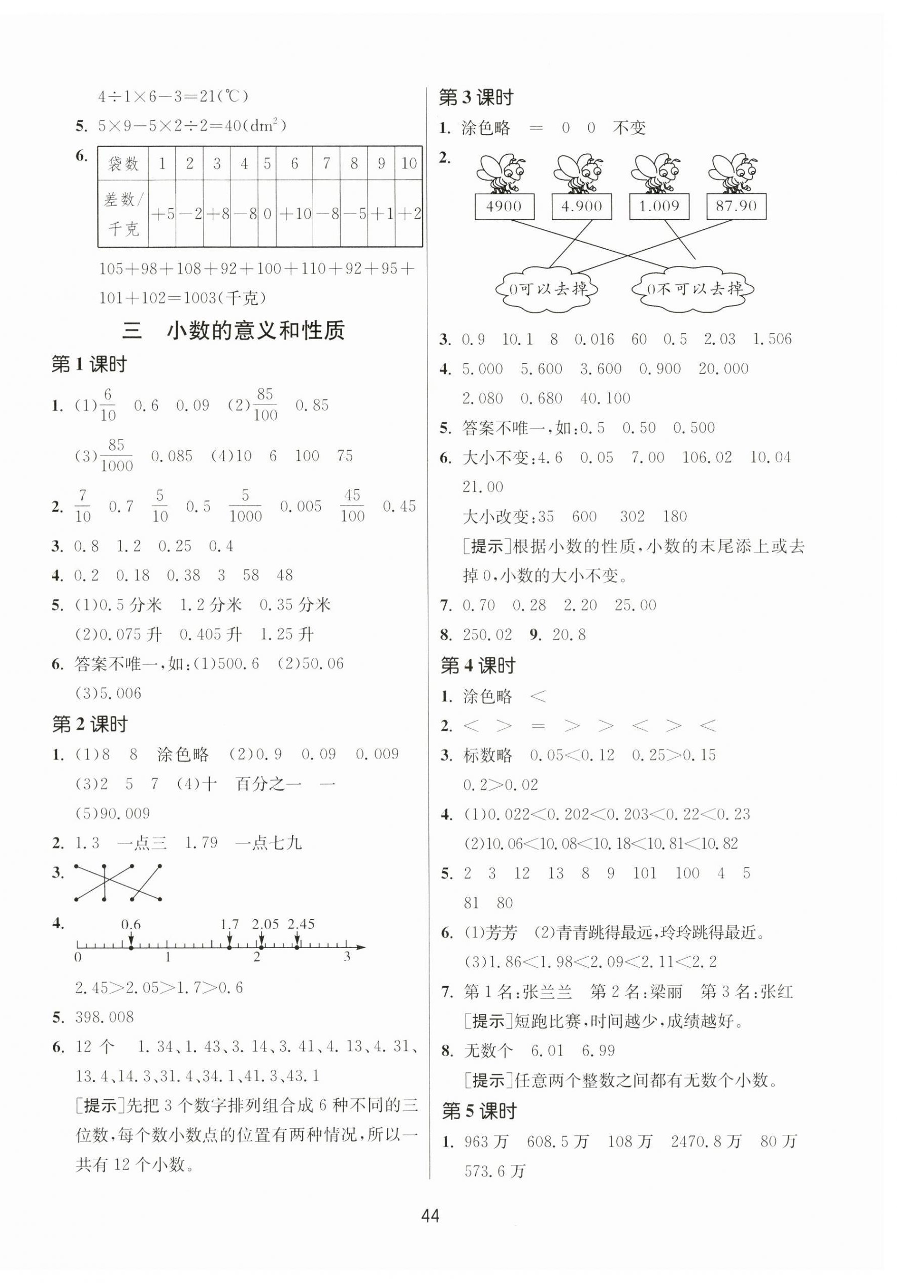 2024年課時(shí)訓(xùn)練江蘇人民出版社五年級(jí)數(shù)學(xué)上冊(cè)蘇教版 參考答案第4頁