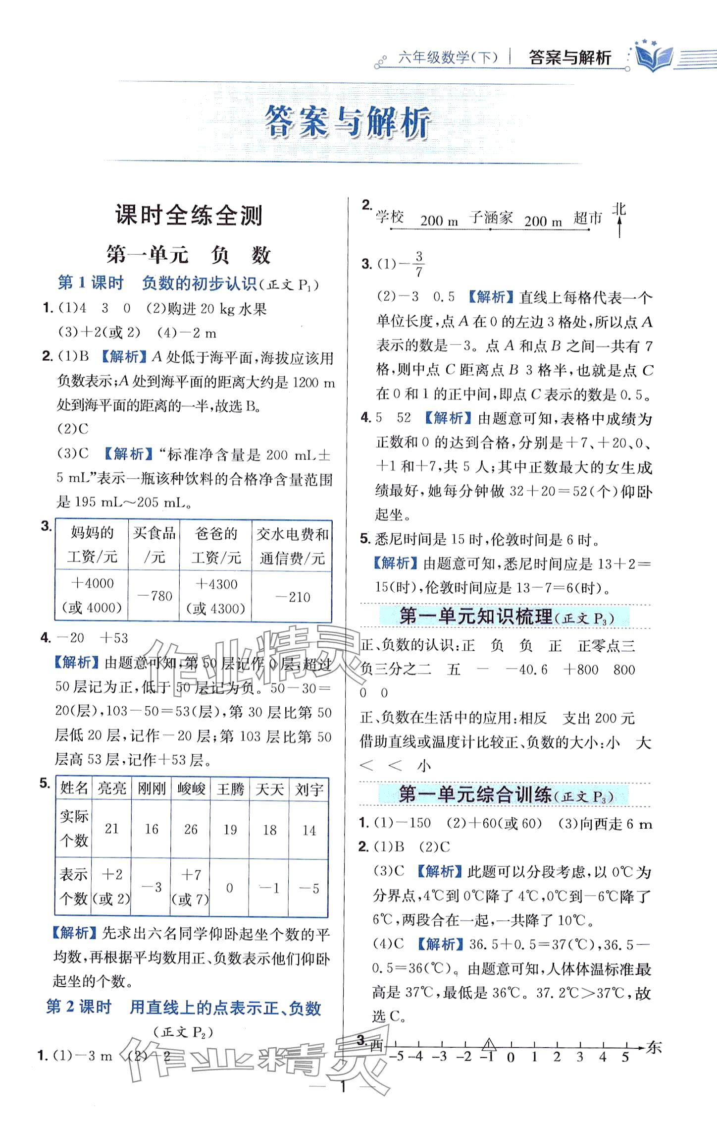 2024年教材全練六年級數(shù)學(xué)下冊人教版廣東專版 第1頁