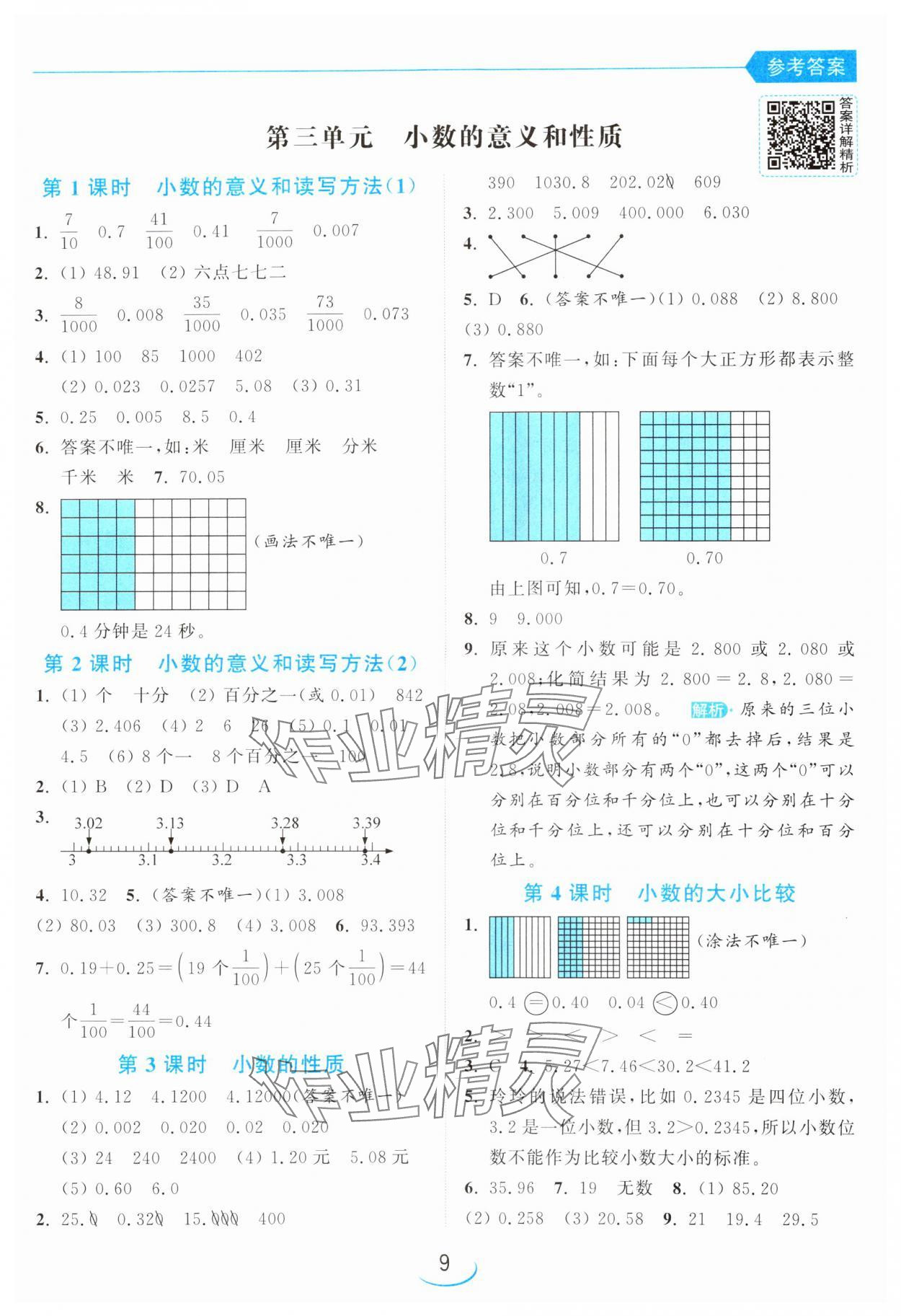 2024年亮點給力提優(yōu)班五年級數(shù)學上冊蘇教版 參考答案第9頁