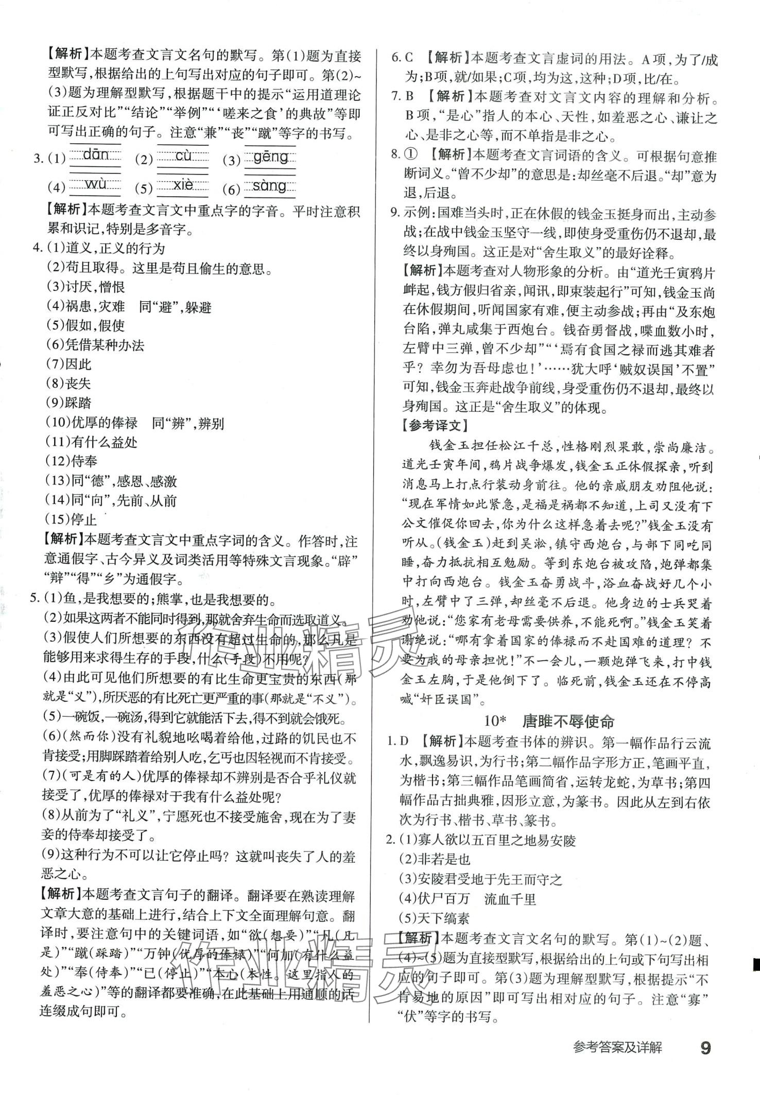 2024年滿分訓(xùn)練設(shè)計九年級語文下冊人教版山西專版 第9頁