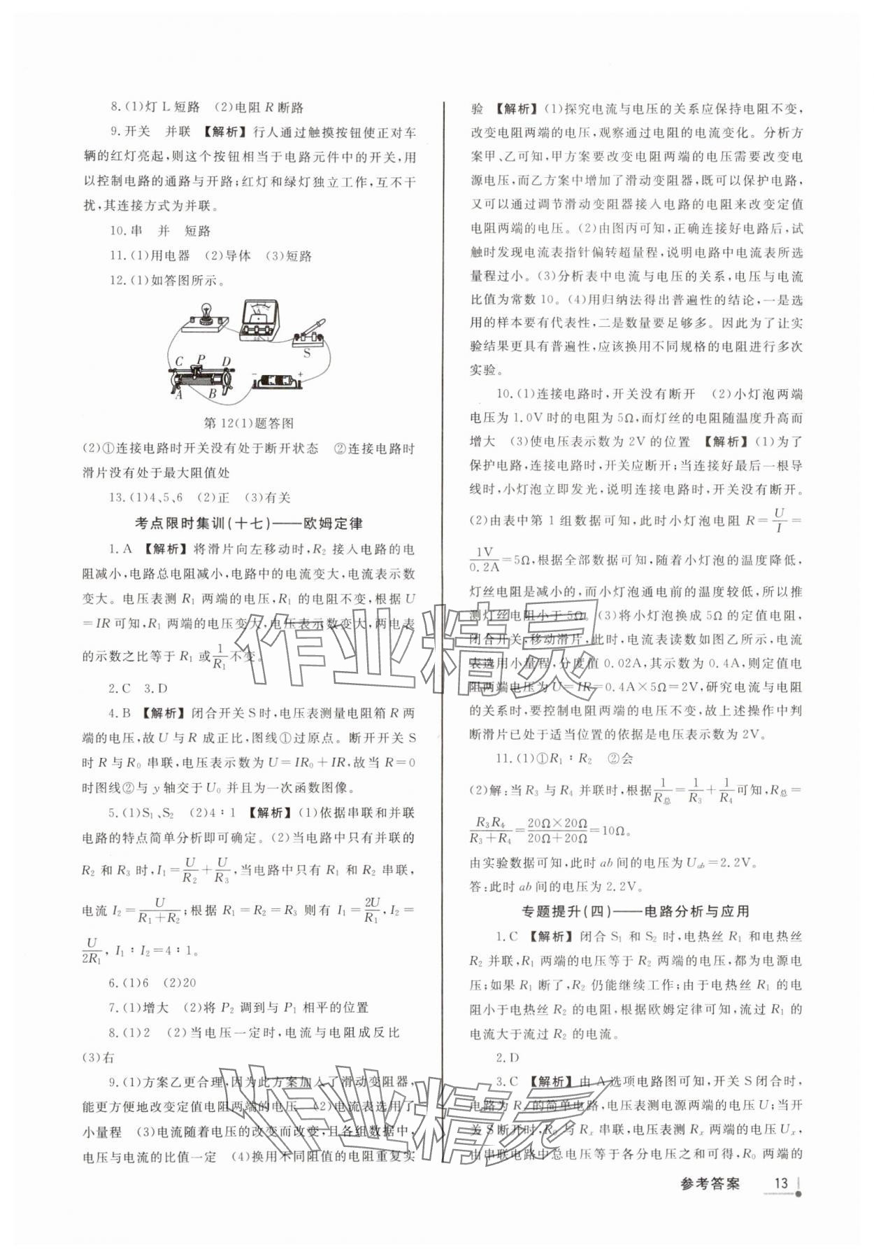 2025年浙派名師中考方略分類集訓(xùn)科學(xué)浙江專版 參考答案第12頁