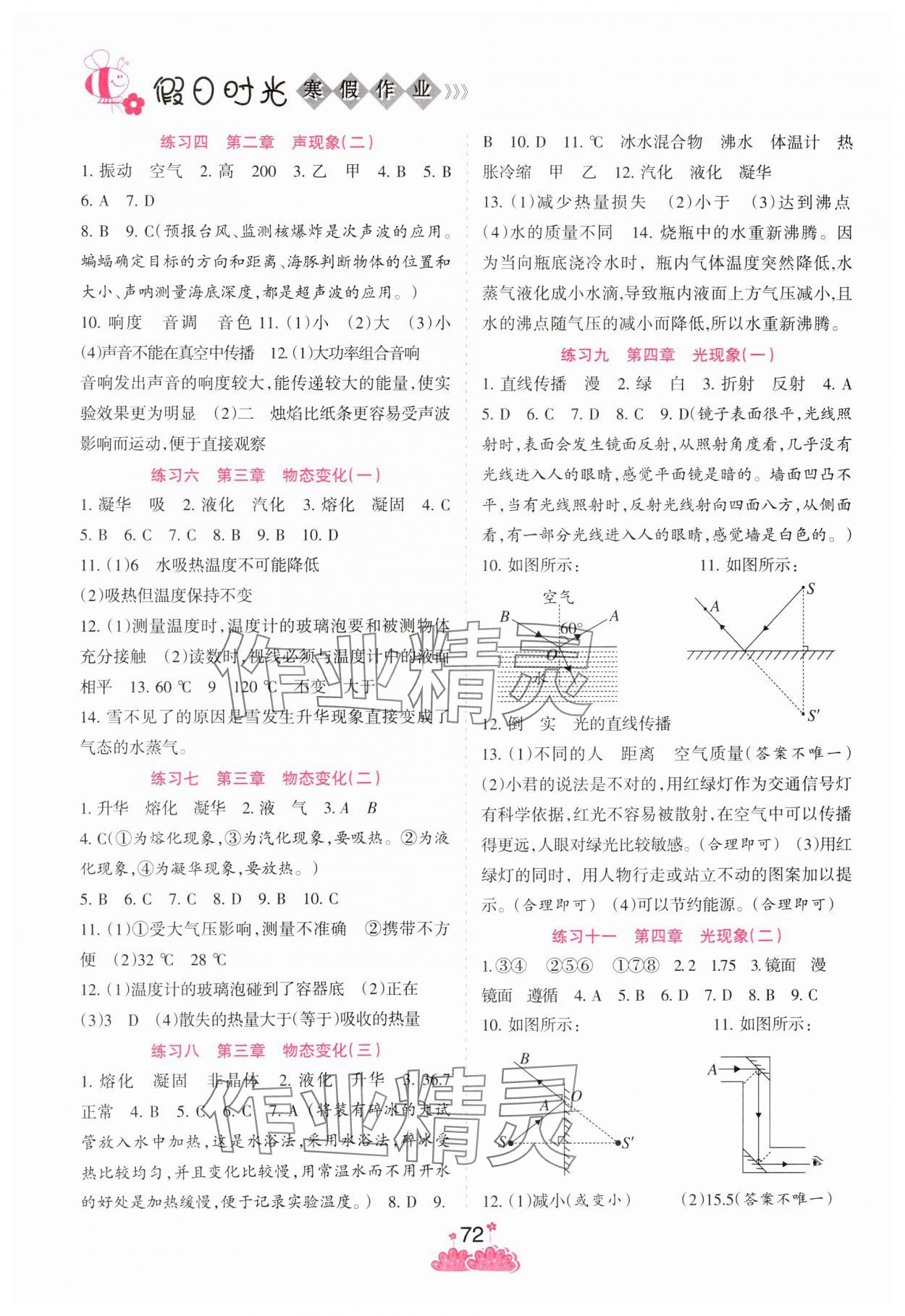 2025年假日时光寒假作业阳光出版社八年级物理人教版 第2页