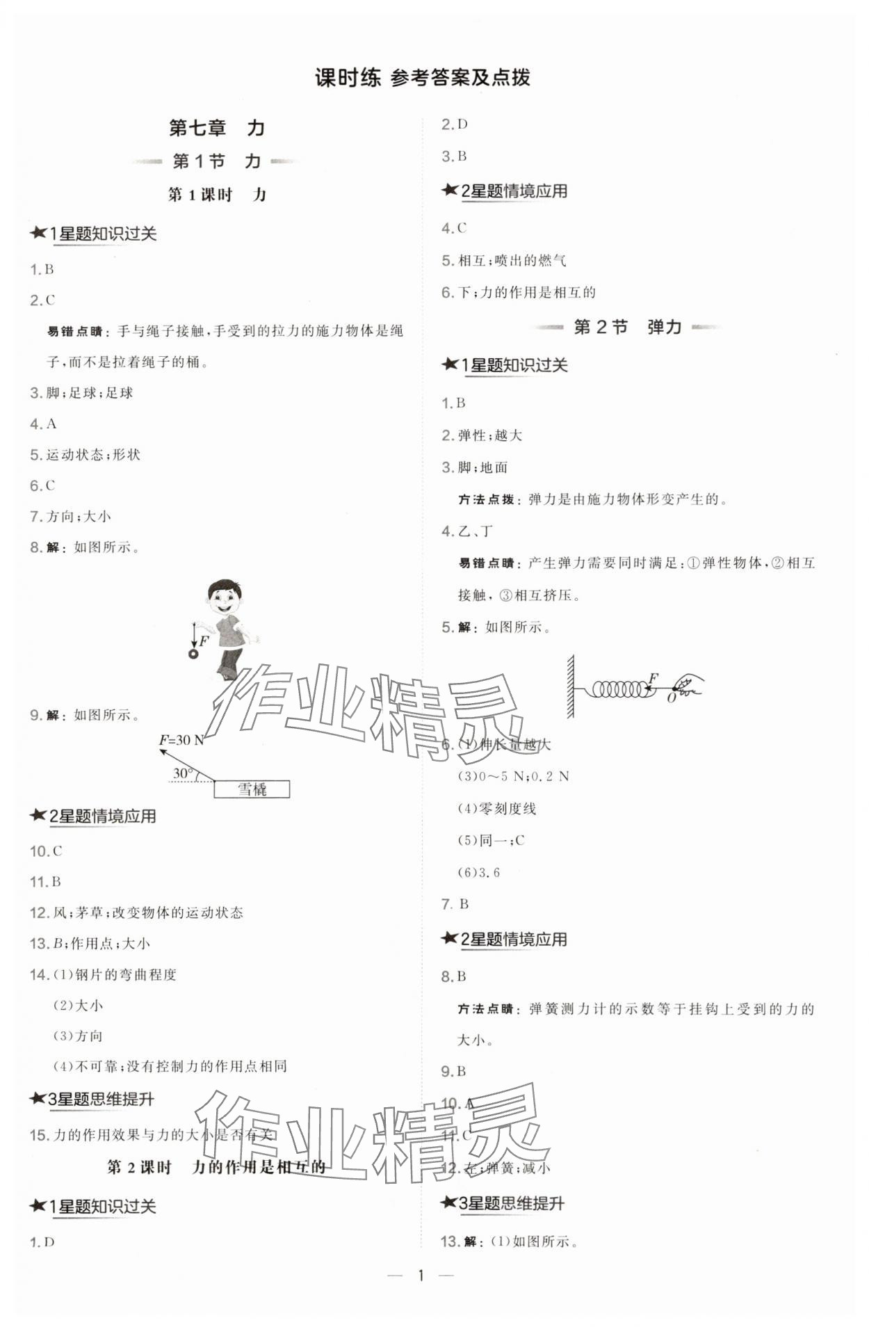 2025年點(diǎn)撥訓(xùn)練八年級(jí)物理下冊(cè)人教版山西專(zhuān)版 參考答案第1頁(yè)