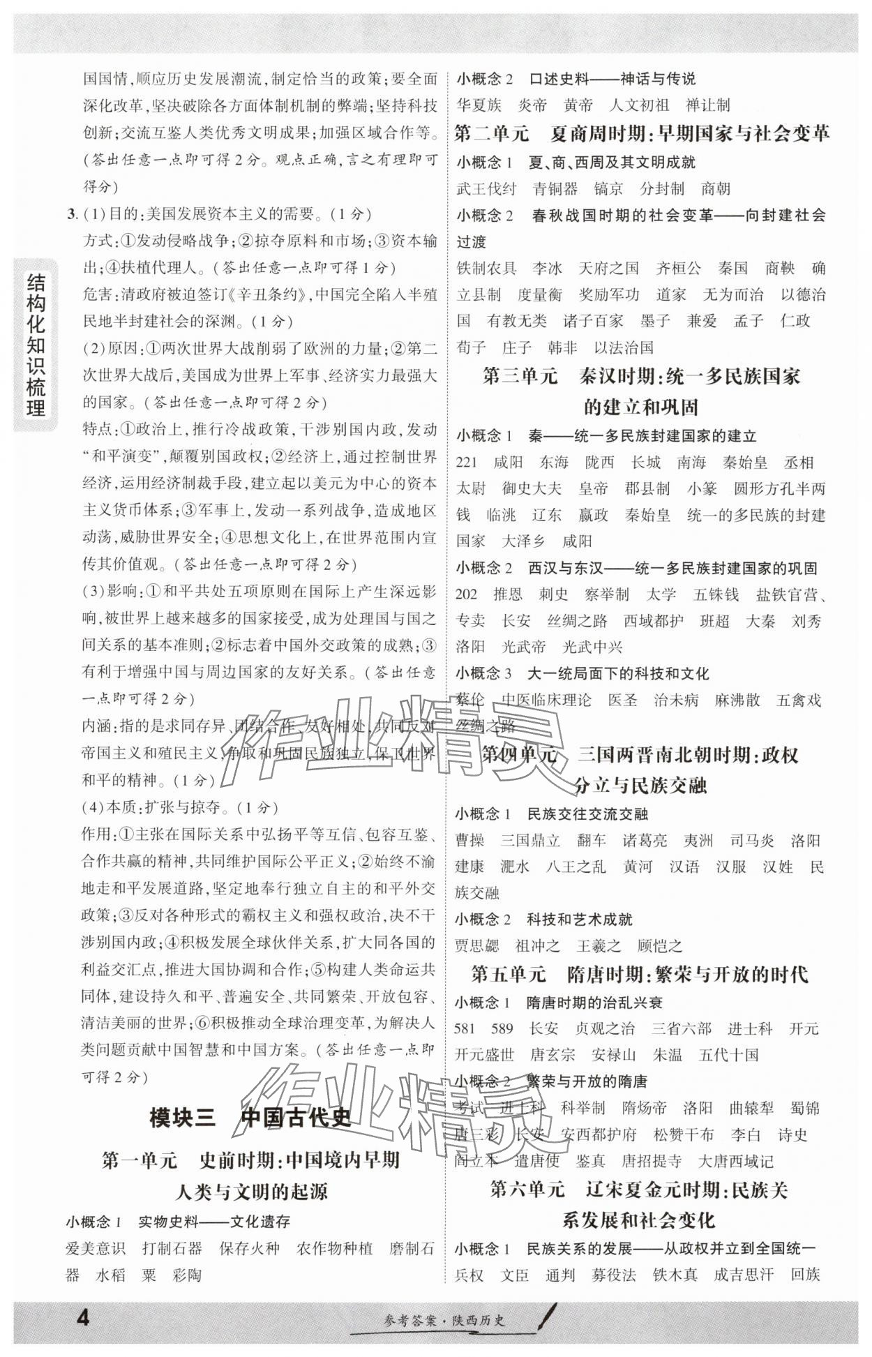 2025年一戰(zhàn)成名新中考歷史陜西專版&nbsp;參考答案第3頁