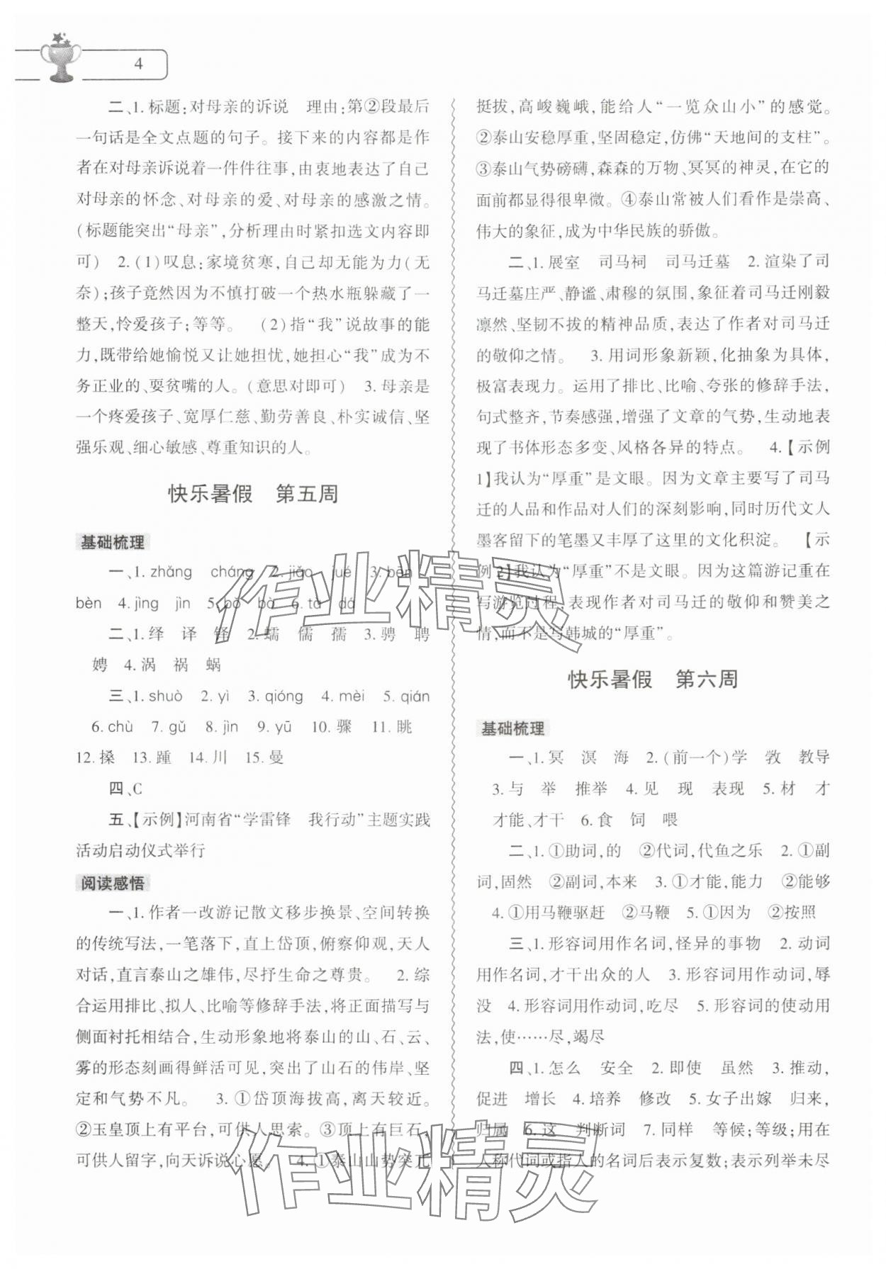 2024年暑假作業(yè)本大象出版社八年級語文道德與法治歷史合訂本 第4頁