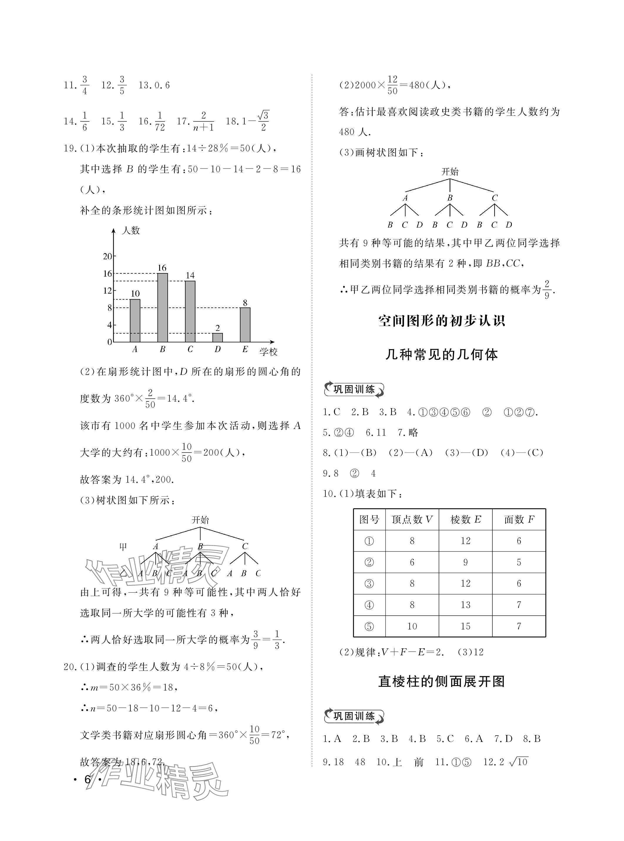 2024年行知天下九年級數(shù)學(xué)下冊人教版 參考答案第6頁