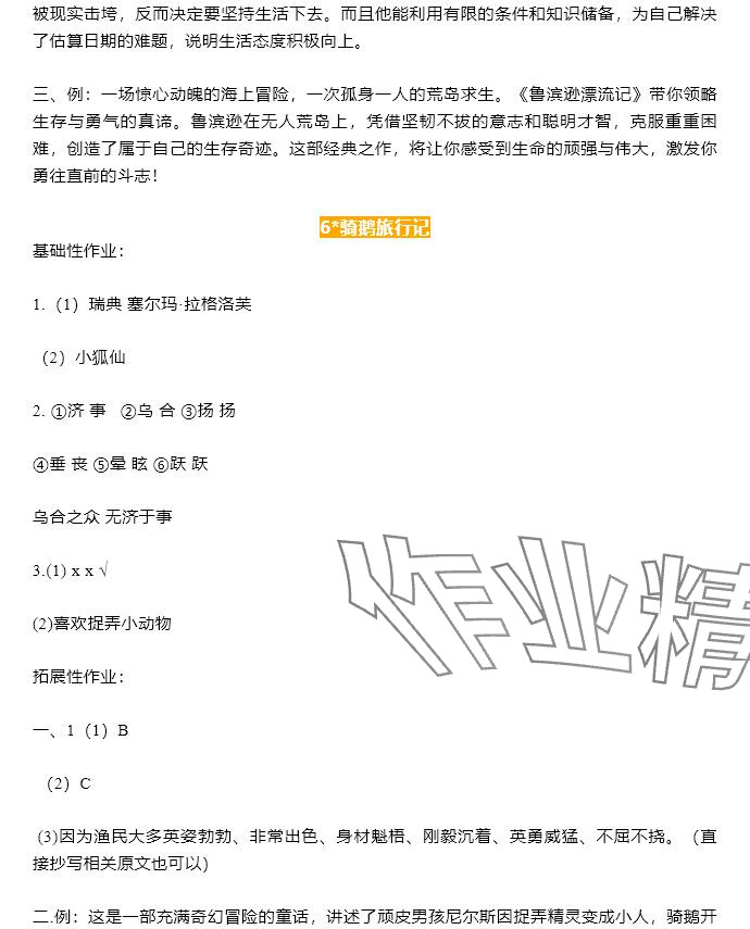2025年知識與能力訓練六年級語文下冊人教版 參考答案第8頁