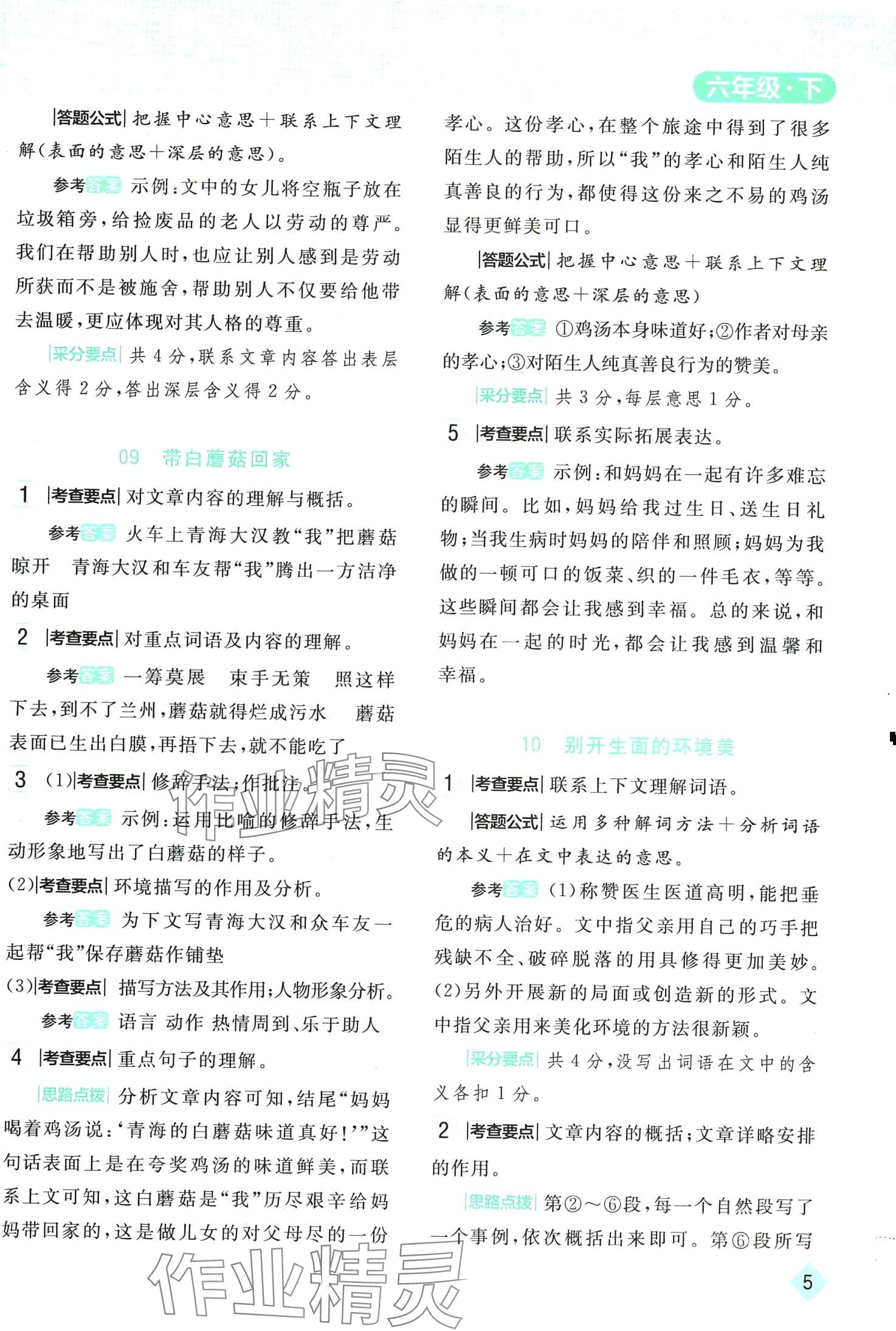 2024年小狀元閱讀真題六年級語文下冊人教版 第5頁