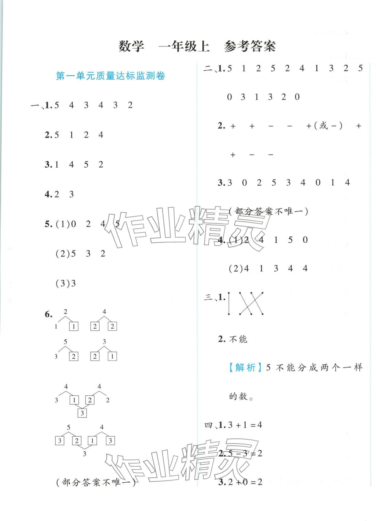 2025年赢在100一年级数学上册人教版贵州专版&nbsp;第1页