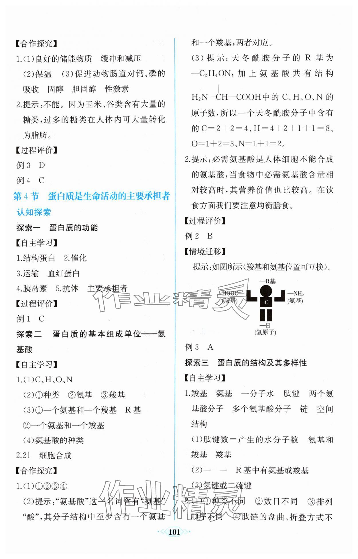 2024年課時練新課程學習評價方案高中生物必修1人教版增強版 參考答案第7頁