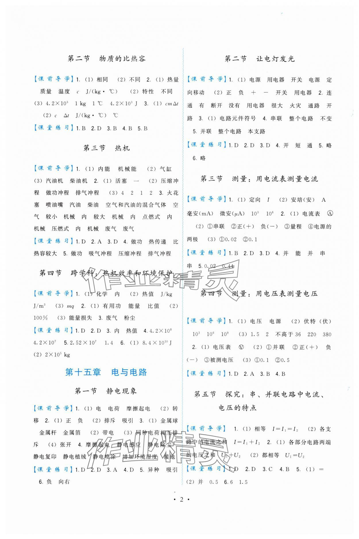 2025年顶尖课课练九年级物理全一册沪科版 第2页