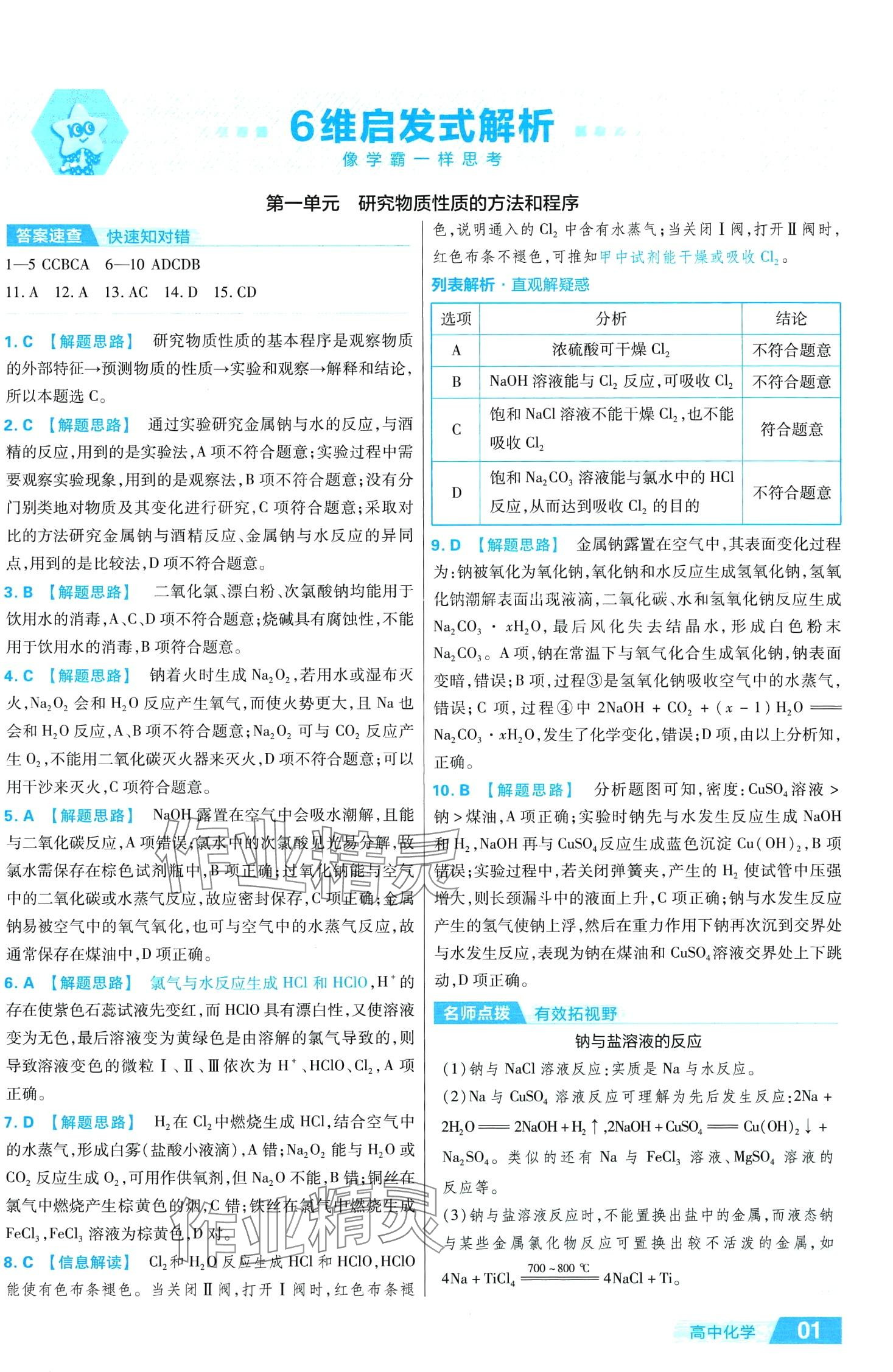 2024年金考卷活頁題選高中化學必修第一冊魯科版 第3頁