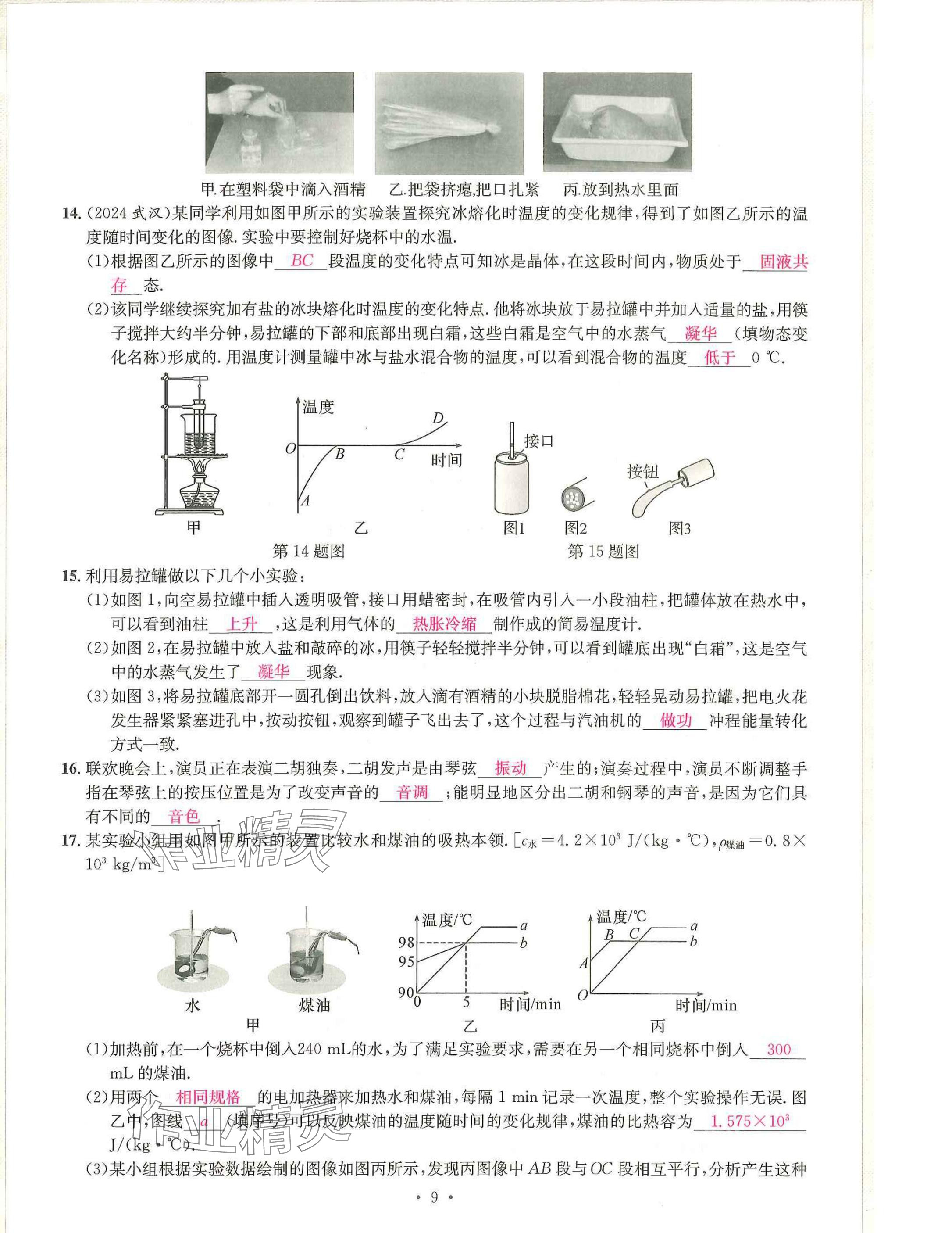 2025年一品中考物理武漢專版 參考答案第9頁