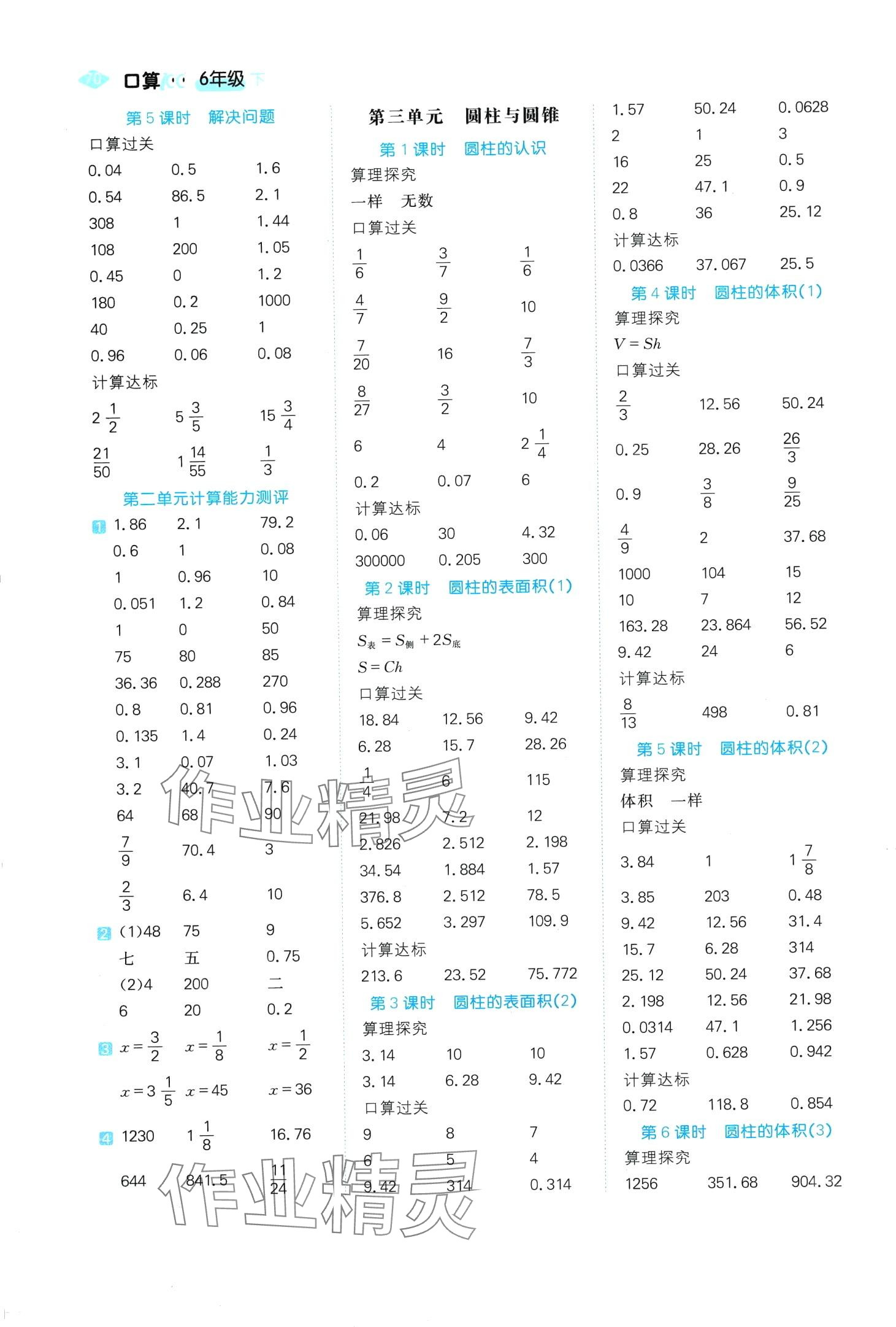 2024年口算100六年級數(shù)學(xué)下冊人教版 第2頁